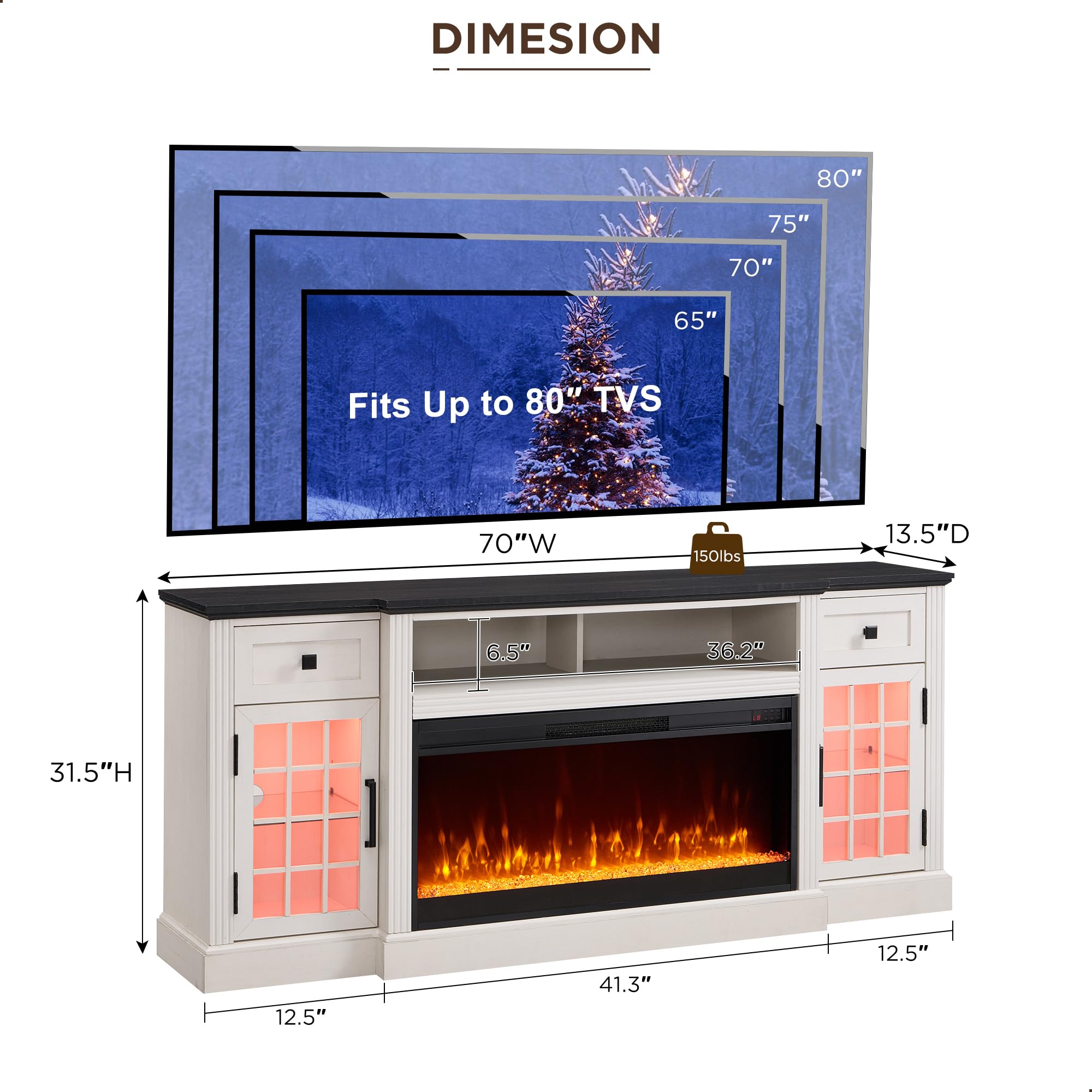 Amazon.com: JXQTLINGMU Fireplace TV Stand for 80 Inch TV