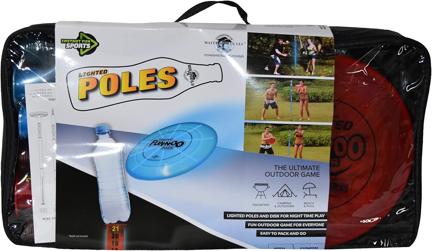 Water Sports Deluxe Light Up Pole Game with Frisbee Disc and Poles, Multi (810717)