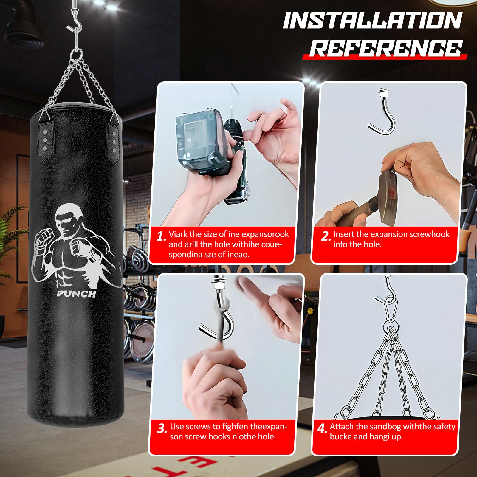 Suspension Sac De Frappe, Punching Ball Lourd De 120 CentimèTres, Sac De Boxe pour Enfants, Adolescents Et Adultes (Non Rempli)