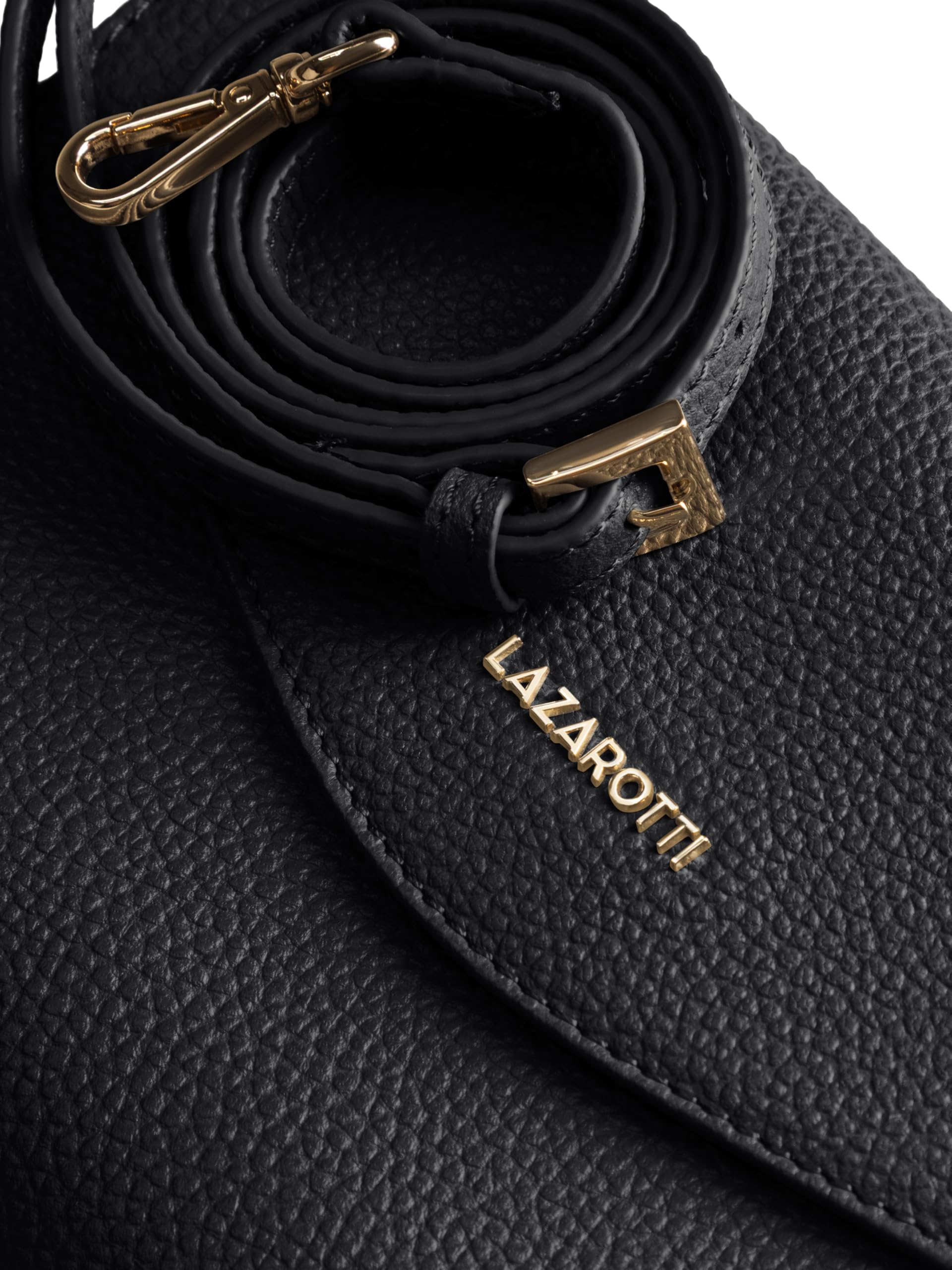 Lazarotti Bologna Leder Clutch | 23 cm mittelgroße Damen Umhängetasche | Hand-Tasche mit abnehmbarem & verstellbarem Schulterriemen