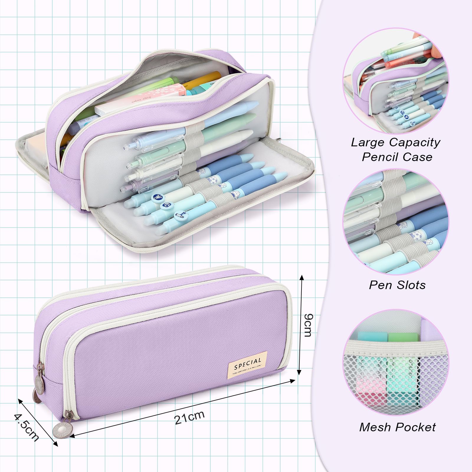 Set Cancelleria Aesthetic Viola - 32 Pezzi Con Evidenziatori Pastello E Segnalibri - Foto 5