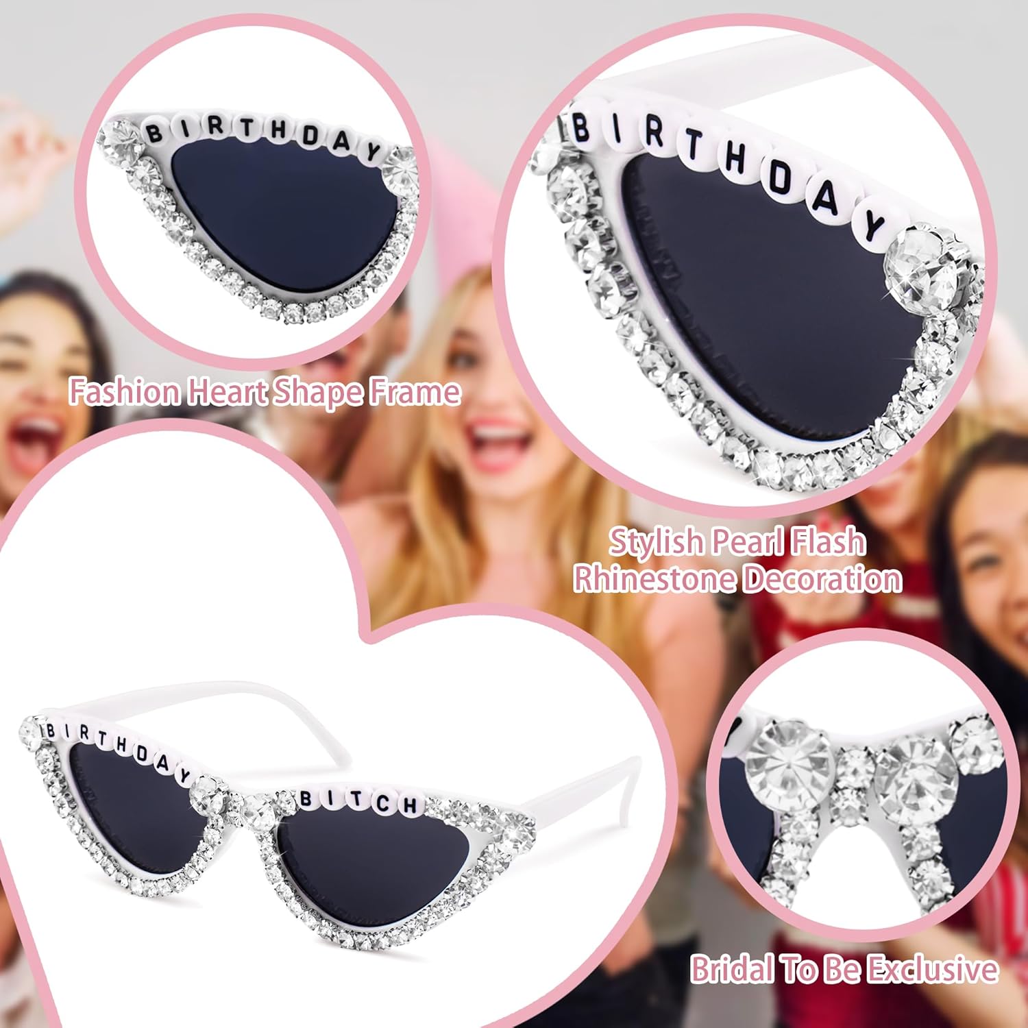 JUSTOTRY Birthday Accessories for Women - Birthday Sunglasses Decorations Gifts for Her All Age Party Favors - Image 3