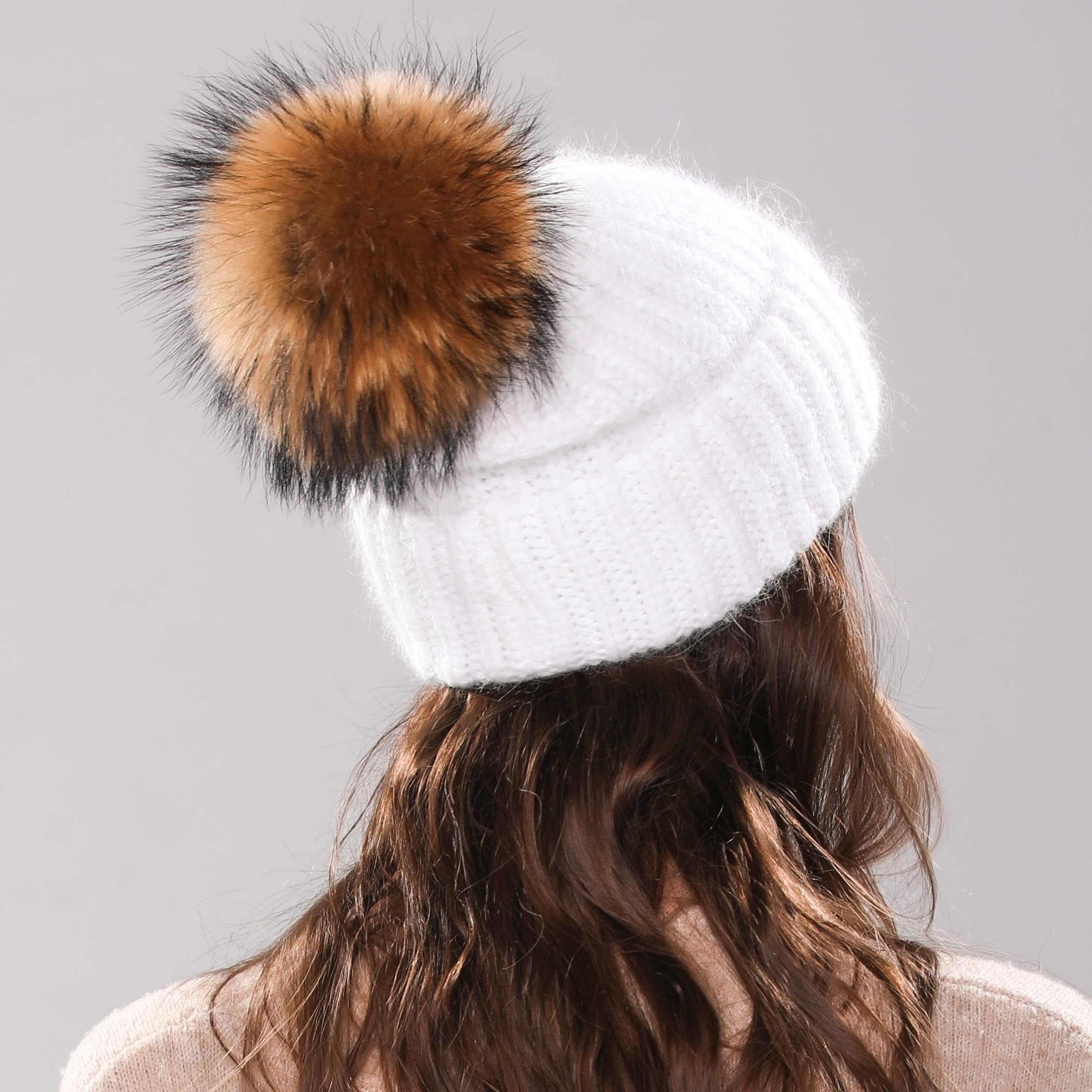 Gorro de punto con pompón para mujer, gorro de invierno (talla única)