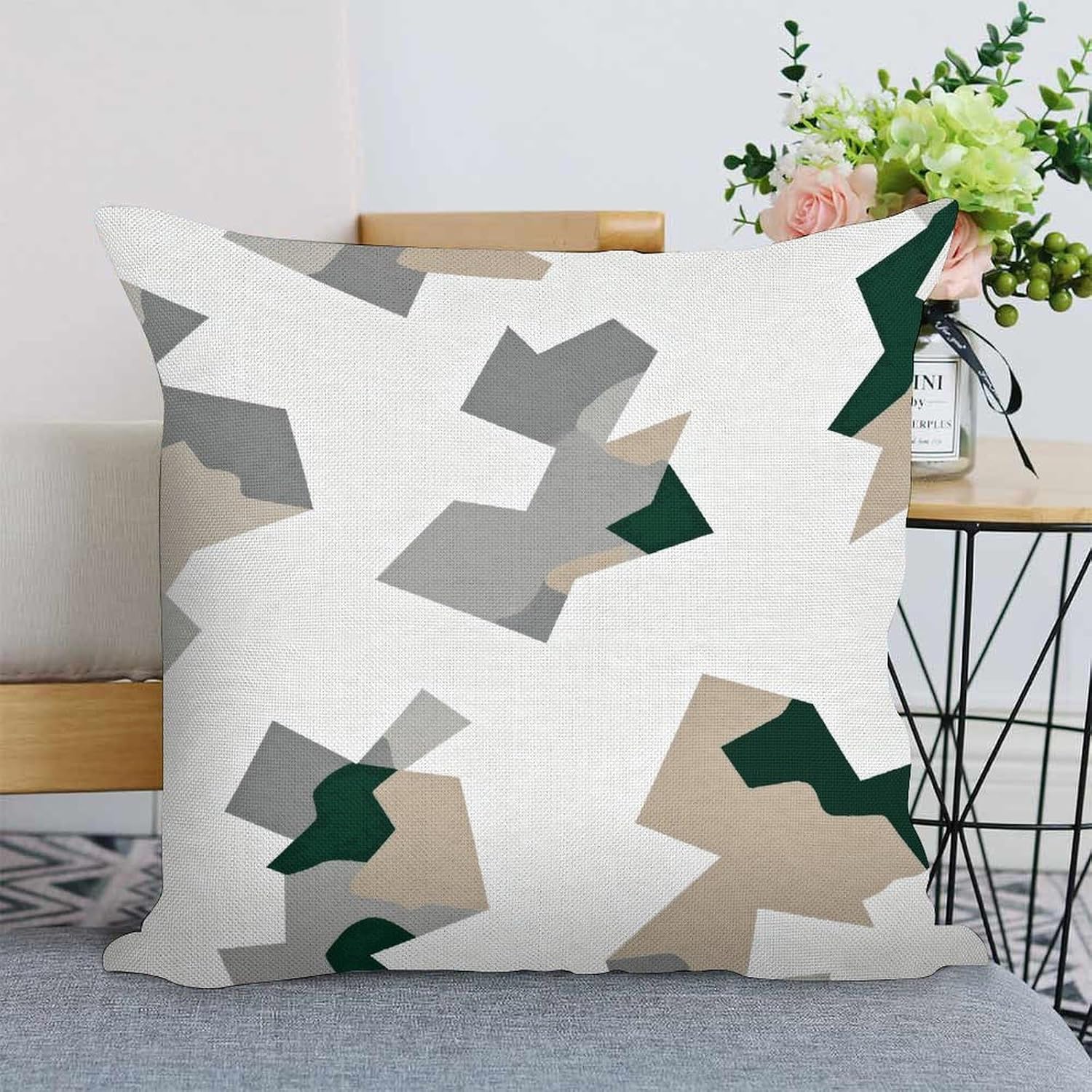 Camouflage White Pillow Protectors Cute Waterproof Pillow Cover Soft Skin-Friendly Cushion Case Decorative Square Cushion Cover for Couch Sofa Bed Living Room Bedroom