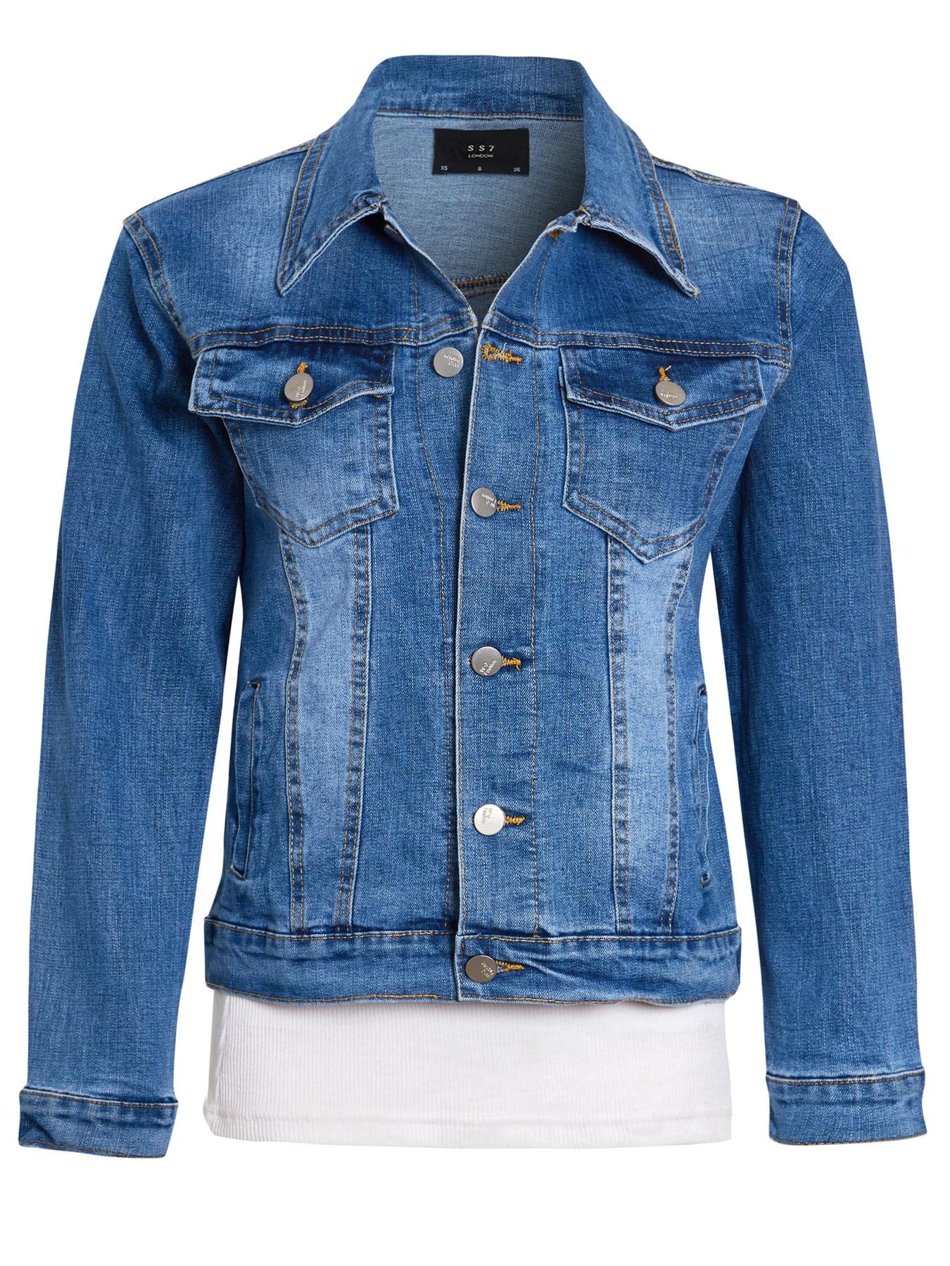 SS7 Veste en Jean Fille Délavé Stretch