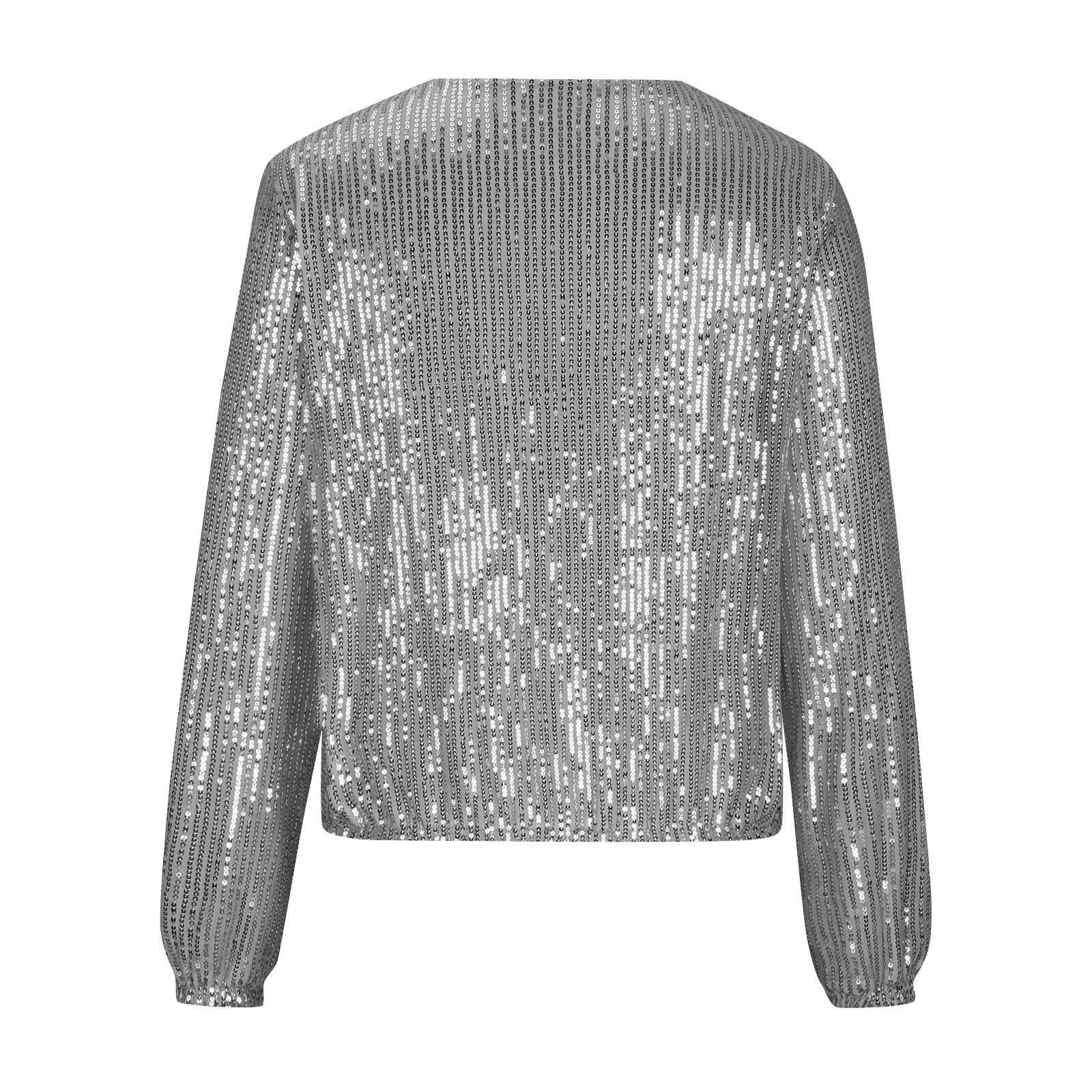 Chaqueta brillante para mujer, chaqueta bomber de lentejuelas, chaqueta ligera de invierno con cremallera, chaqueta de lentejuelas holgada, chaqueta de piloto, chaqueta holgada, sin capucha