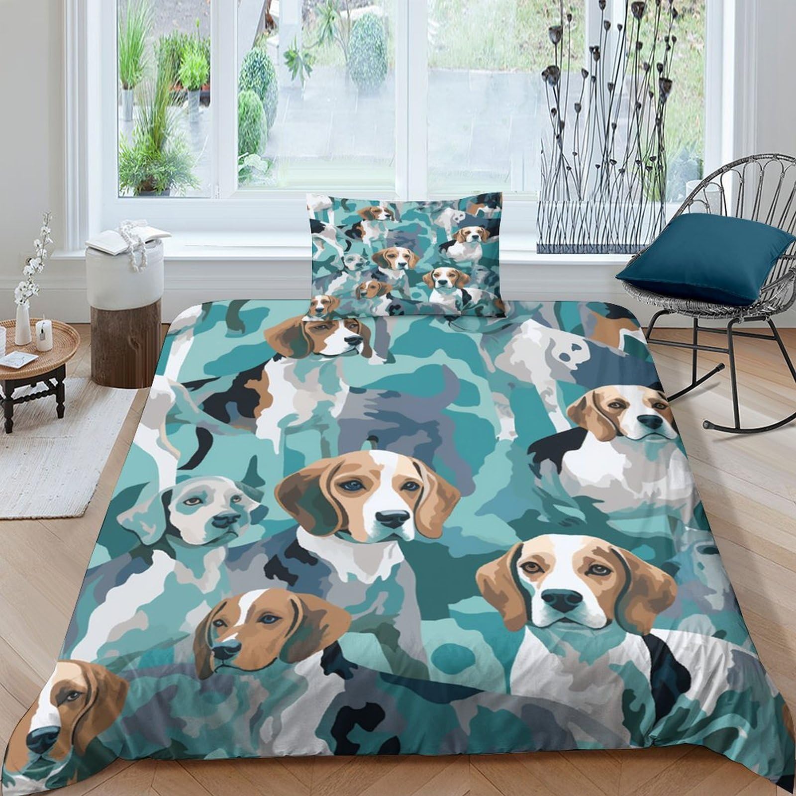 Funda nórdica de perro labrador de microfibra 135x200 con fundas de almohada