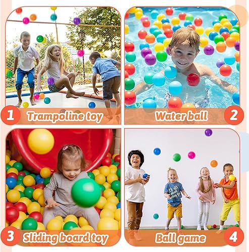 Miniatura 3 de Pelotas de bolas para niños, 500 unidades para niños, a prueba de aplastamiento, bolas de plástico para piscina de pelotas con 7 colores brillantes,