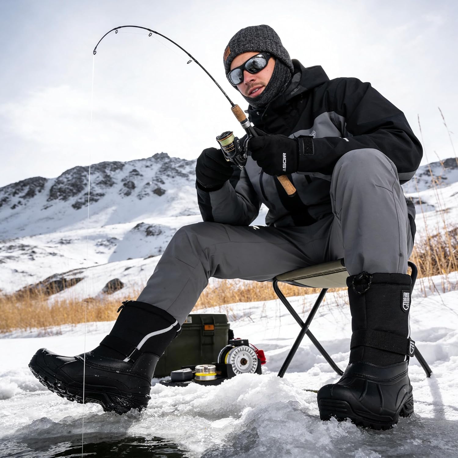 FREE SOLDIER Mens Snow Boots Insulated Waterproof Hiking Winter Shoes Nonslip Outdoor Ankle Cold Weather Boots with Warm Inner - Image 9