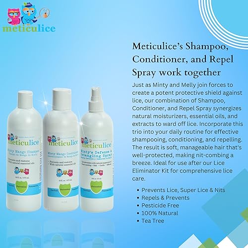 Miniatura 6 de METICULICE Champú natural para cabeza, acondicionador y repelente en aerosol, prevención de piojos eficaz contra los piojos, protege el cabello de