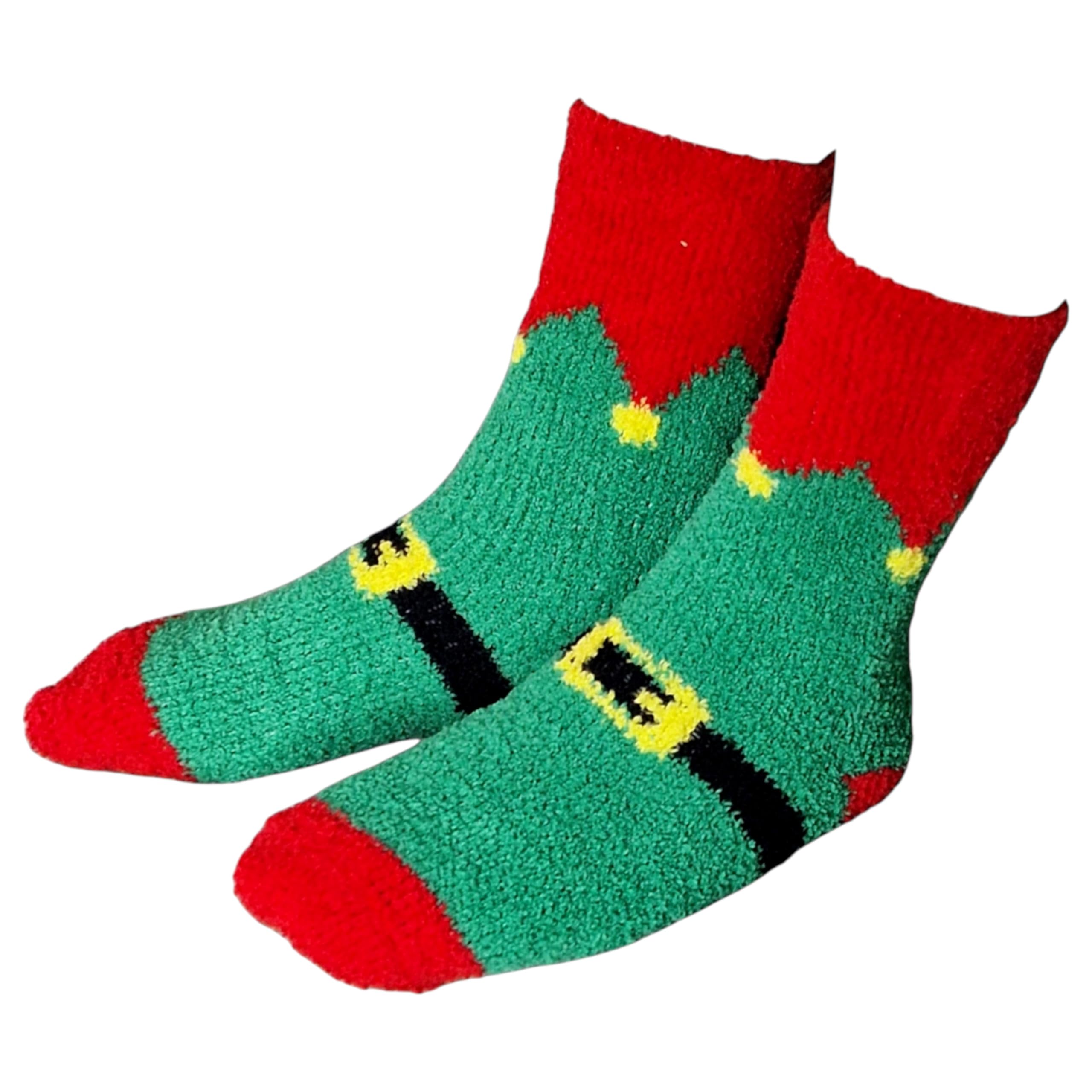 Sock Shack Soft Cosy Christmas Santa's Elf Elves Festive Ladies Green Socks One Pair