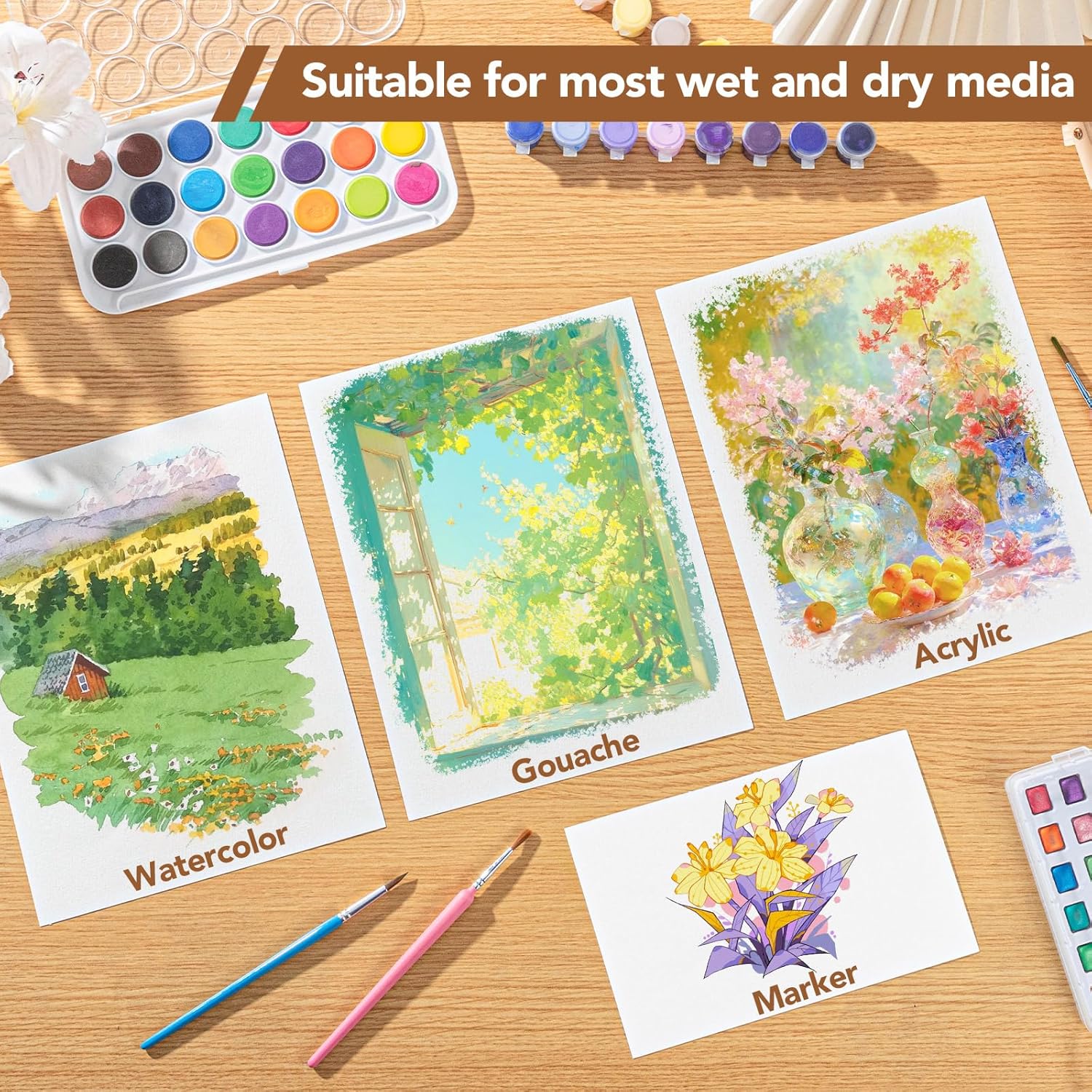 240 Sheets Watercolor Paper Bulk, 110 lb/230 GSM Cold Press Paper White Water Color Paper for Drawing Wedding Gift Cards(8.5x11 Inch)