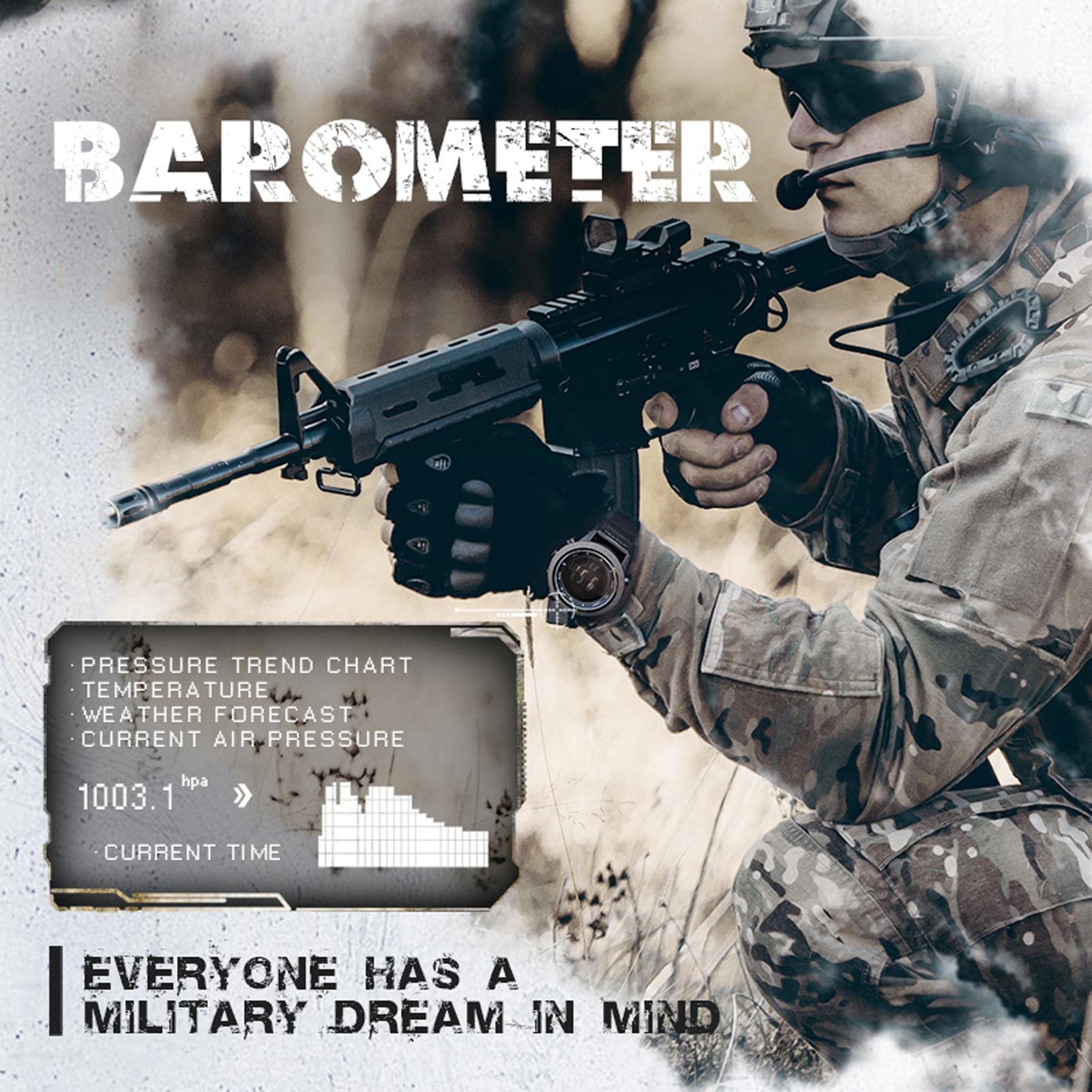 M/E Militarys Montre survie en plein air pour homme | boussole multifonction étanche jusqu'à 50 m, montre durable pour l'entraînement tactique, la natation