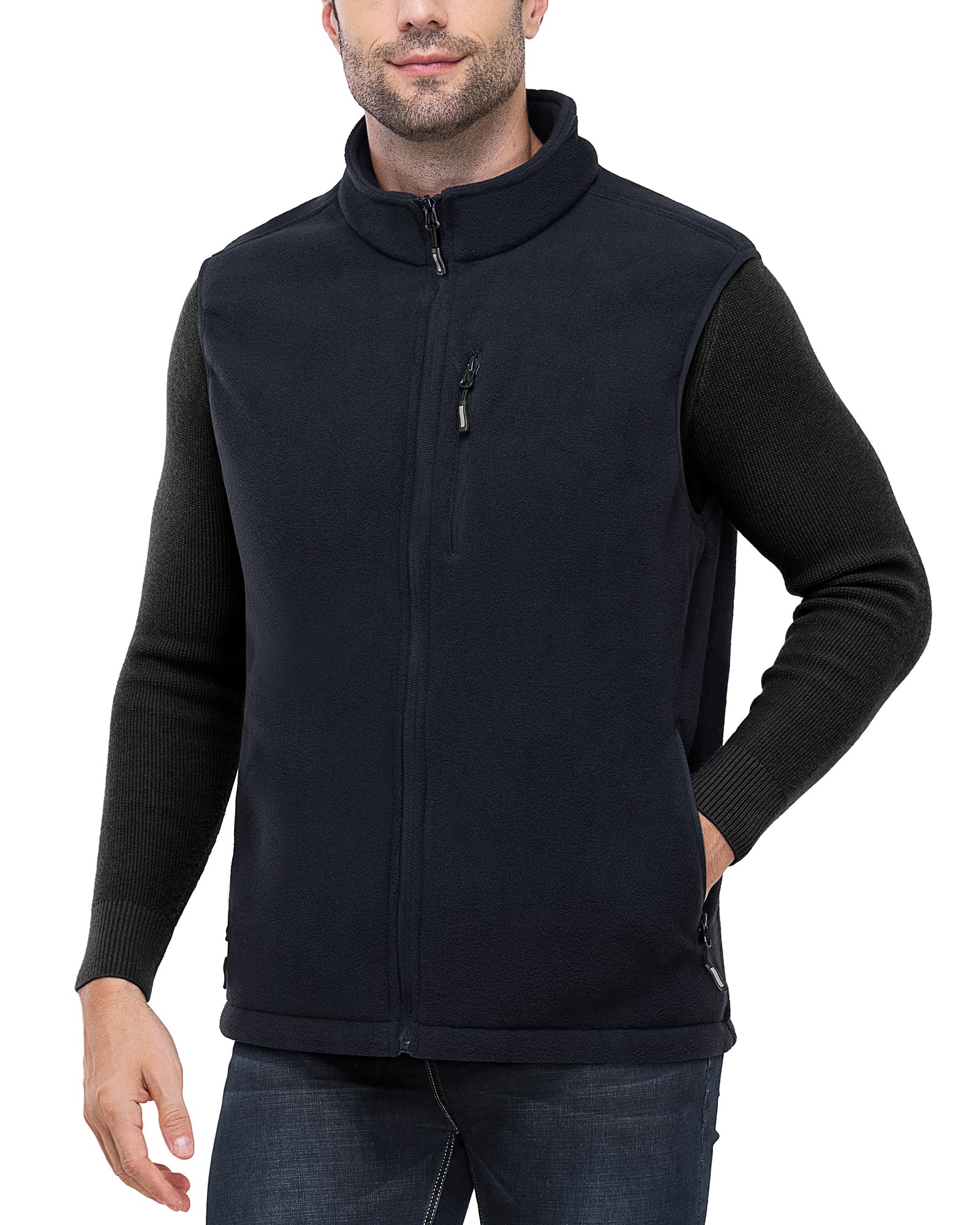 Outdoor Ventures Herren Fleeceweste Full Zipp Warme Herrenwest Ärmellose Jacke mit 5 Taschen Atumngsaktive Outdoor Sporten Bodywarmer Vest für Wandern Camping