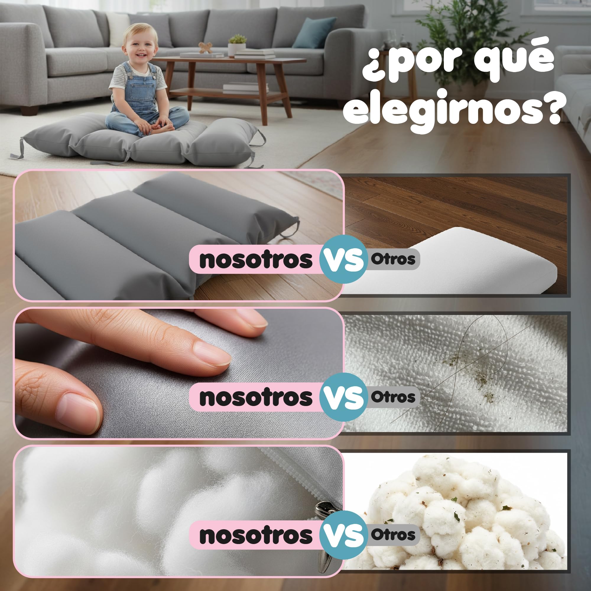 COSYLAND Cojín para Arco de Escalada para Niños 95 x 48 x 13 cm Cojín Balancín Infantil Extra Grueso y Suave Colchoneta Lavable con 6 Cintas para Leer Jugar y Descansar