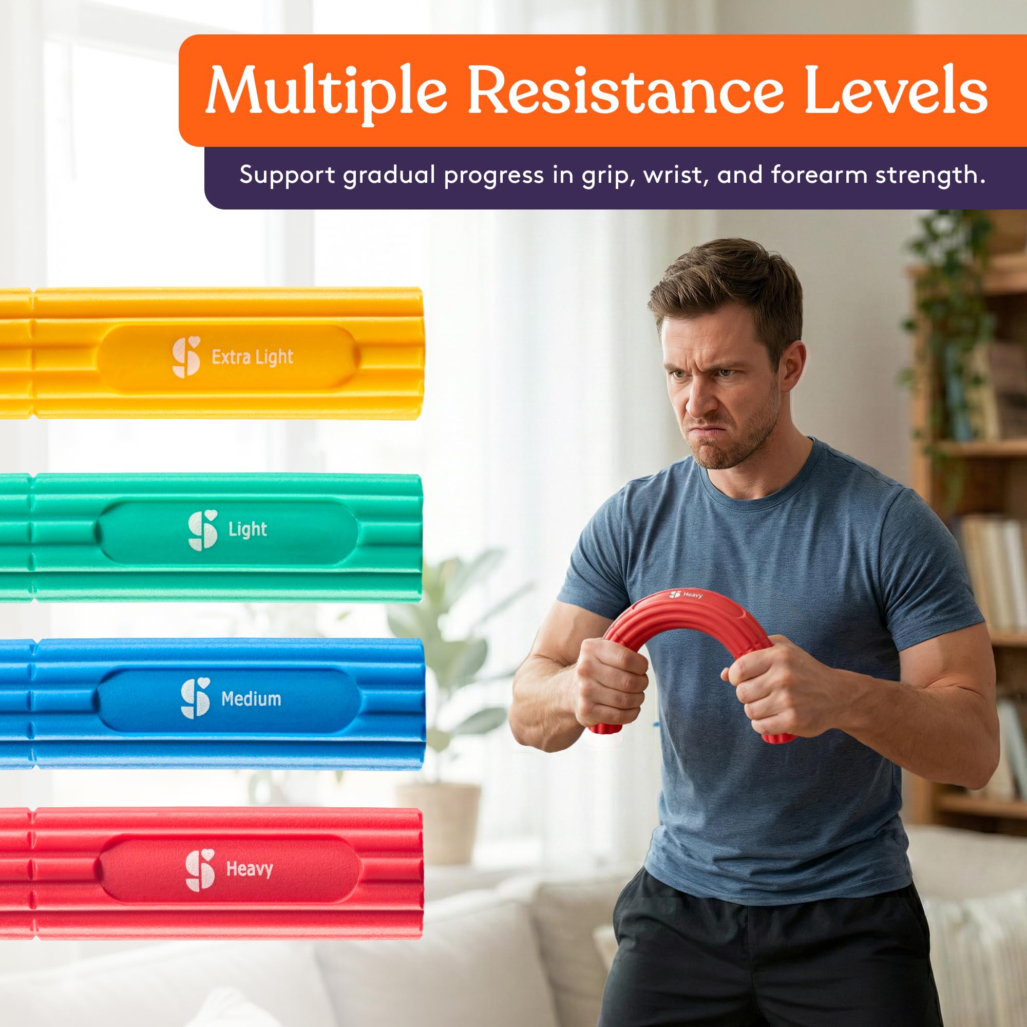 Special Supplies Physical Hand Therapy Putty & Flex Therapy Bar Resistive Hand Exercise Kit – Improve Grip, Strength, Dexterity & Mobility – Injury & Stress Relief – 8 Piece Set — Amazon image 3