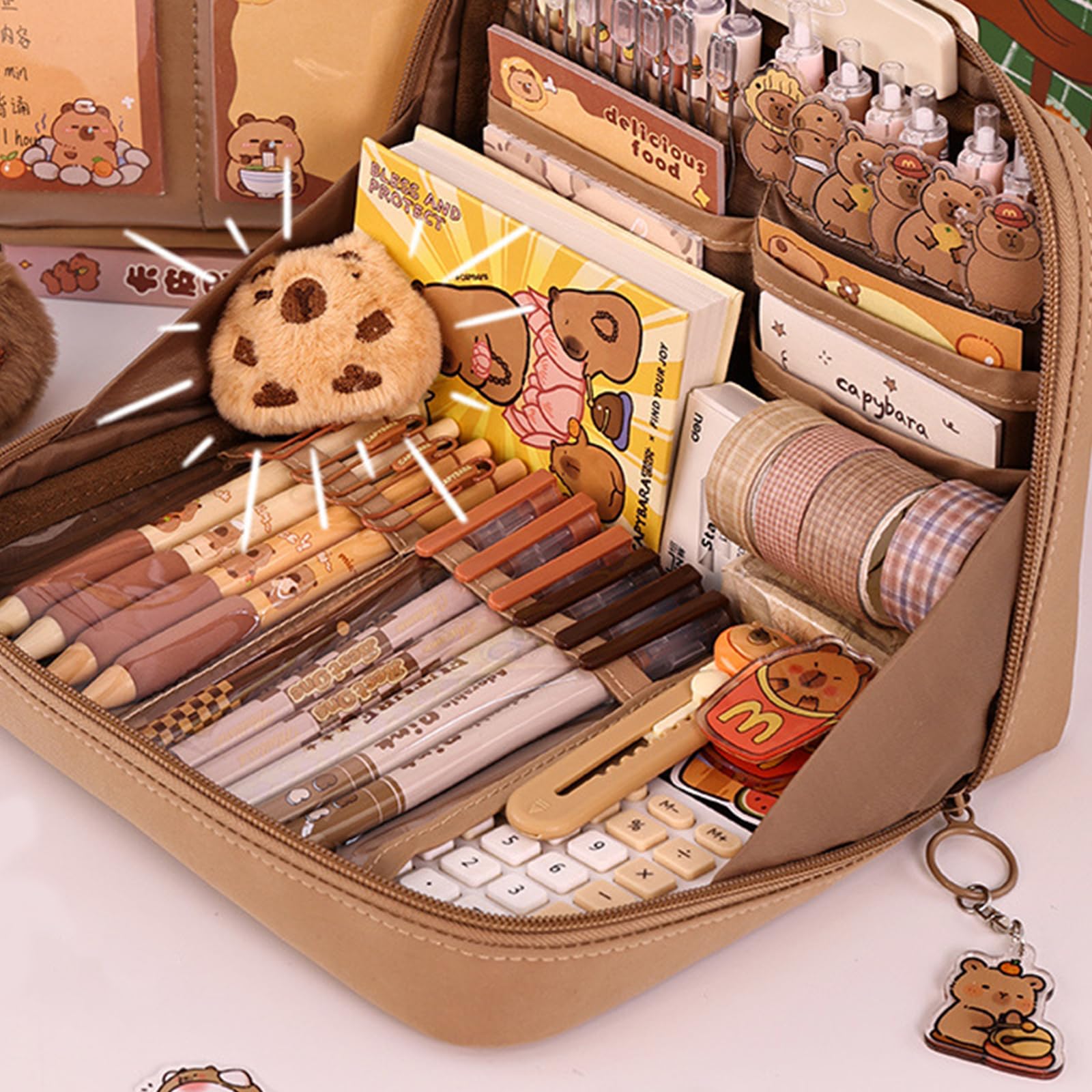Astuccio con 12 scomparti, ad alta capacità, per matite e pennarelli, per articoli artistici, da viaggio, per cosmetici, per la scuola, Blu, Bellezza di massa