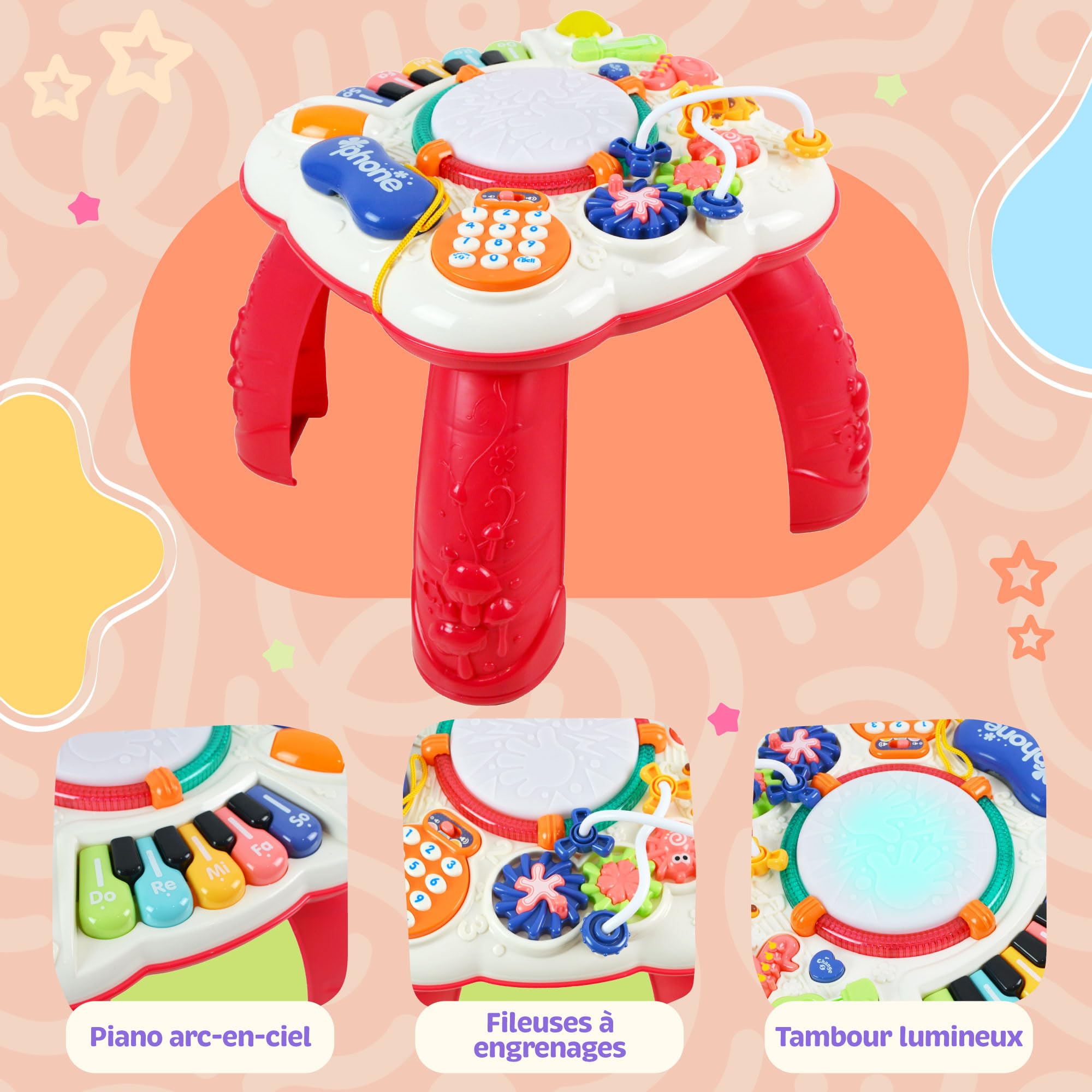 Image secondaire de Table d'Activités Musicale Little Star - Jouet Éducatif Interactif pour Enfants