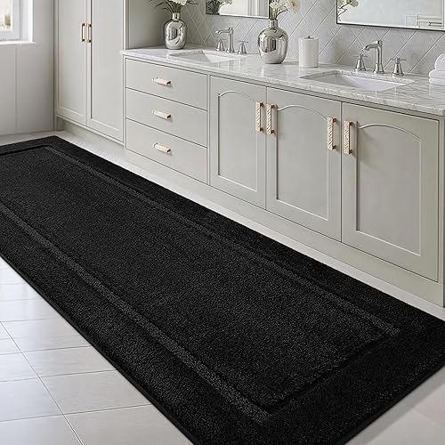 Miniatura 14 de Alfombras de baño de 32"x20", tapete de baño de microfibra absorbente ultra suave, grueso, afelpado y esponjoso, respaldo antideslizante, tapetes de