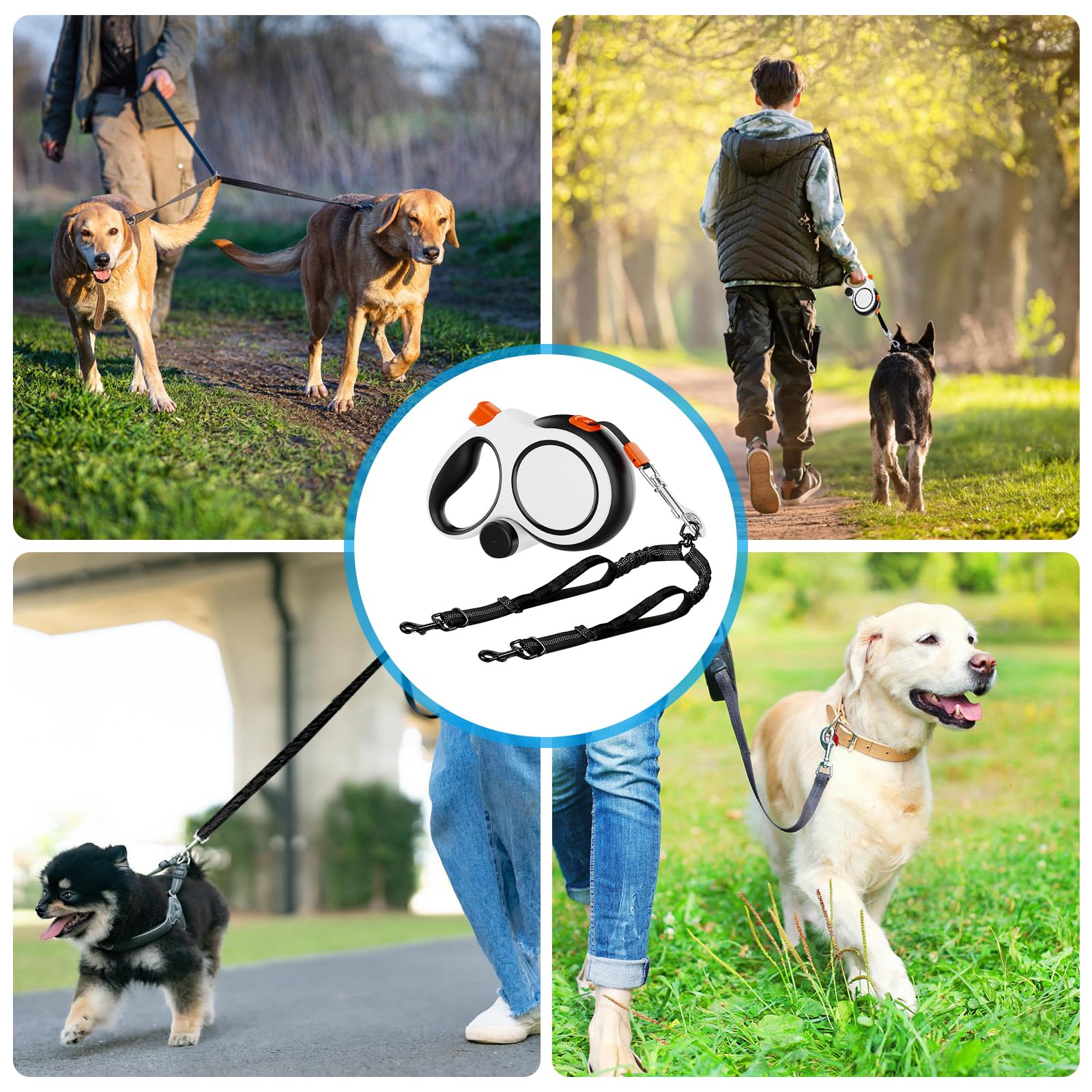 Laufleine Hundeleine, Rollleine Hund 8m, Einziehbare Hundeleine Mit Kotbeutelspender, 360° Flexibel, Für Hunde Bis 50kg