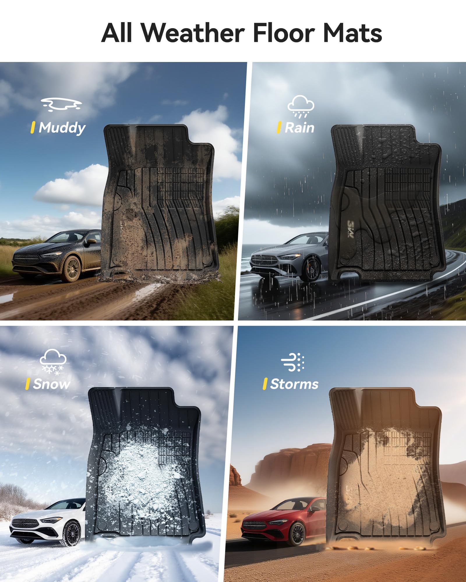 3W Floor Mats for Mercedes Benz CLA 250 2020-2026 GLA 250 2021-2026 TPE All Weather Custom Fit Floor — view 9