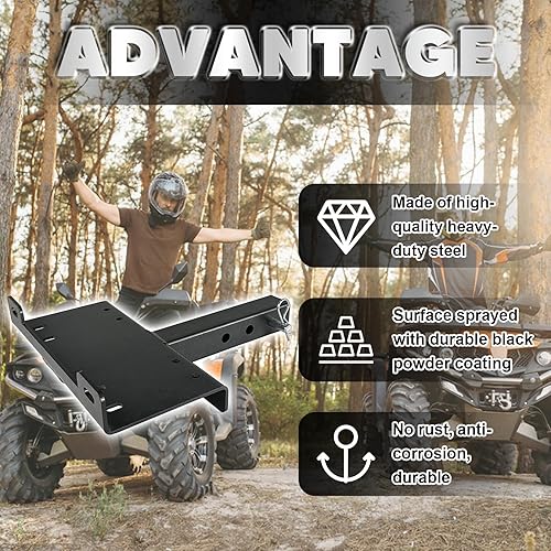 Miniatura 7 de Placa de montaje de enganche de cabrestante, soportes de cabrestante de remolque universal de 2 pulgadas, soporte de montaje de cabrestante para