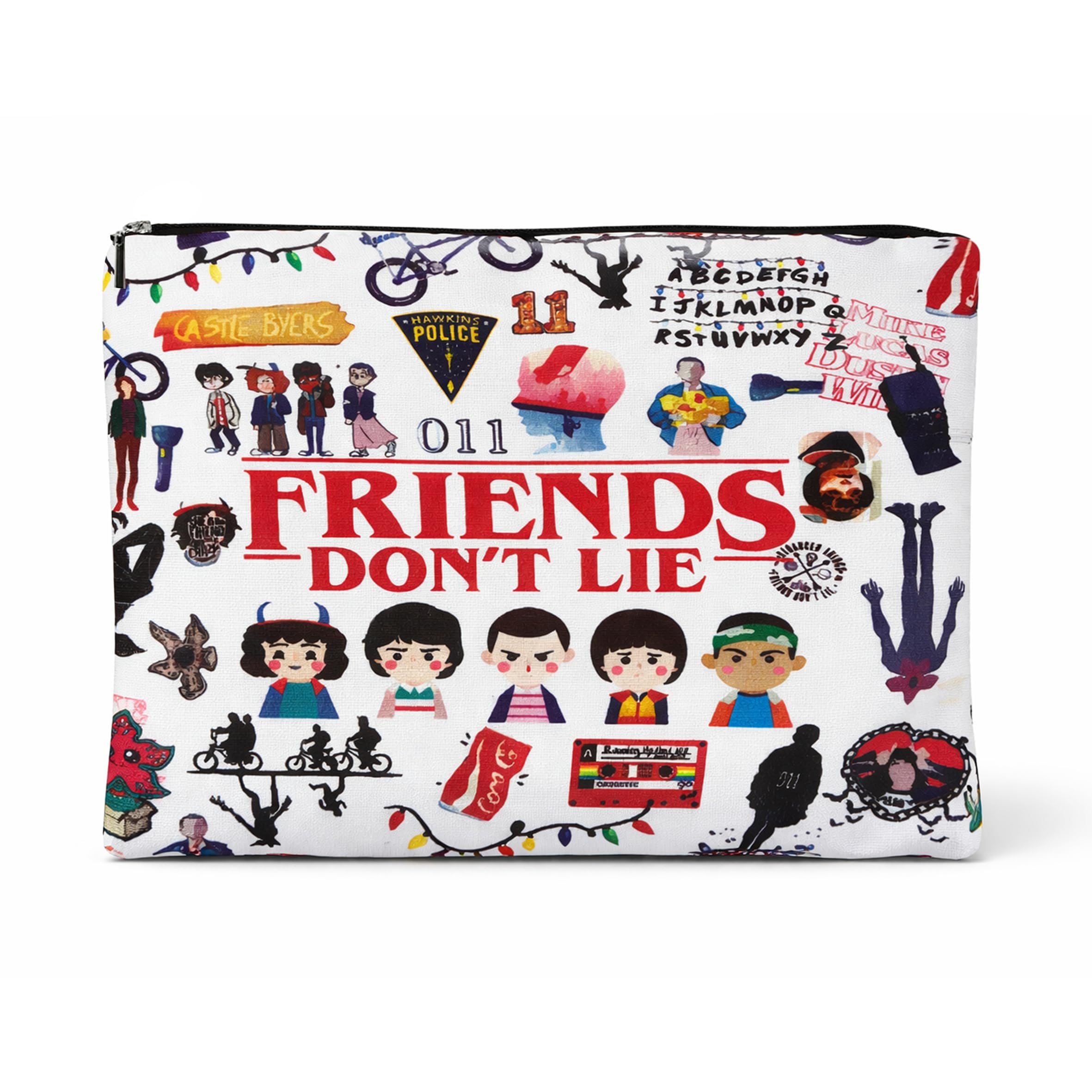 HYPEHOME Retro Friendship Cosmetic Bag, Cute Cartoon Makeup Pouch with Zipper, 80s Vintage Style Toiletry Bag, Fun Gift for Friends, Teens, Girls &