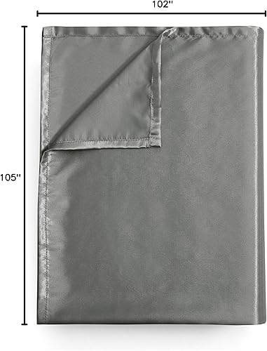 Miniatura 8 de SenGoo Home - Sábana encimera de satén tamaño King, de lujo y sedoso, suave, color gris oscuro