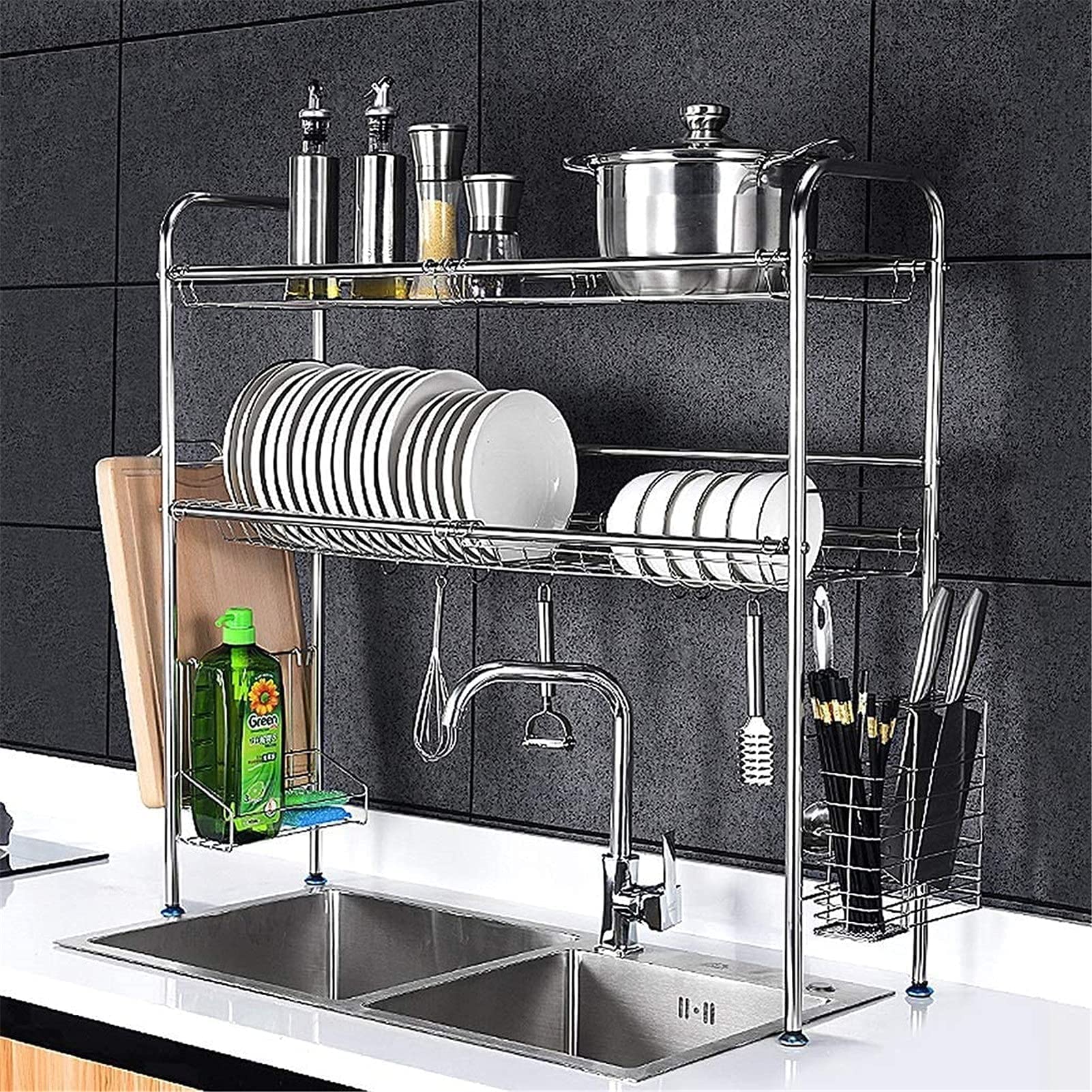 Escurridor de Platos, escurridor de Platos de Cocina, escurridor de Acero Inoxidable 201 de Doble Capa, escurridor de Cocina