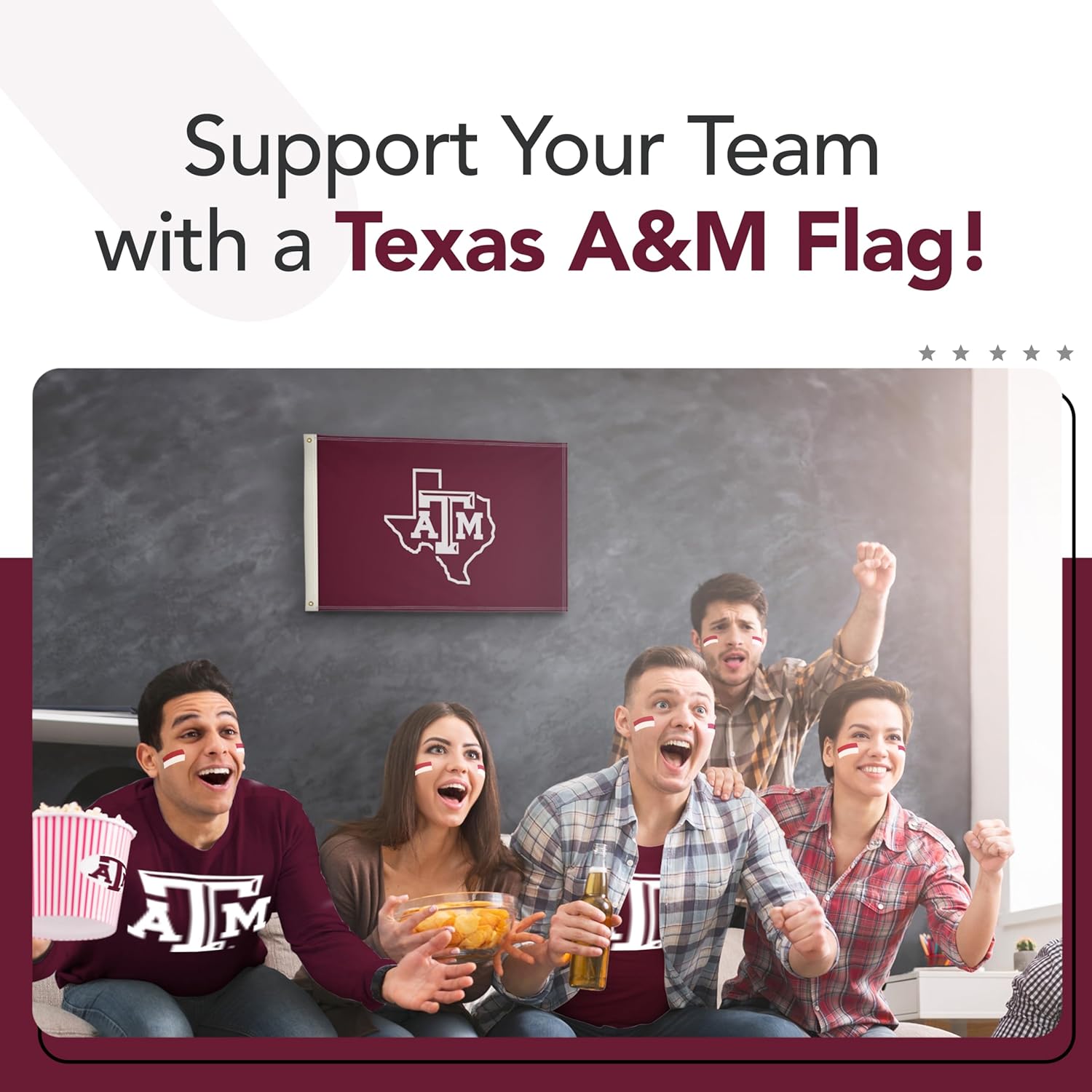 Texas A&M Aggies College Sports Printed Flag - NCAA Licensed - Nylon - School Banner (Maroon, White) (2' x 3') - Image 4