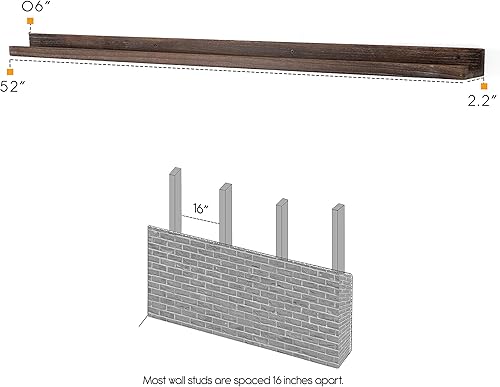 Miniatura 2 de Rustic State Ted - Marco de fotos de madera de 52 pulgadas de largo para montaje en pared, estante flotante para sala de estar, oficina, cocina