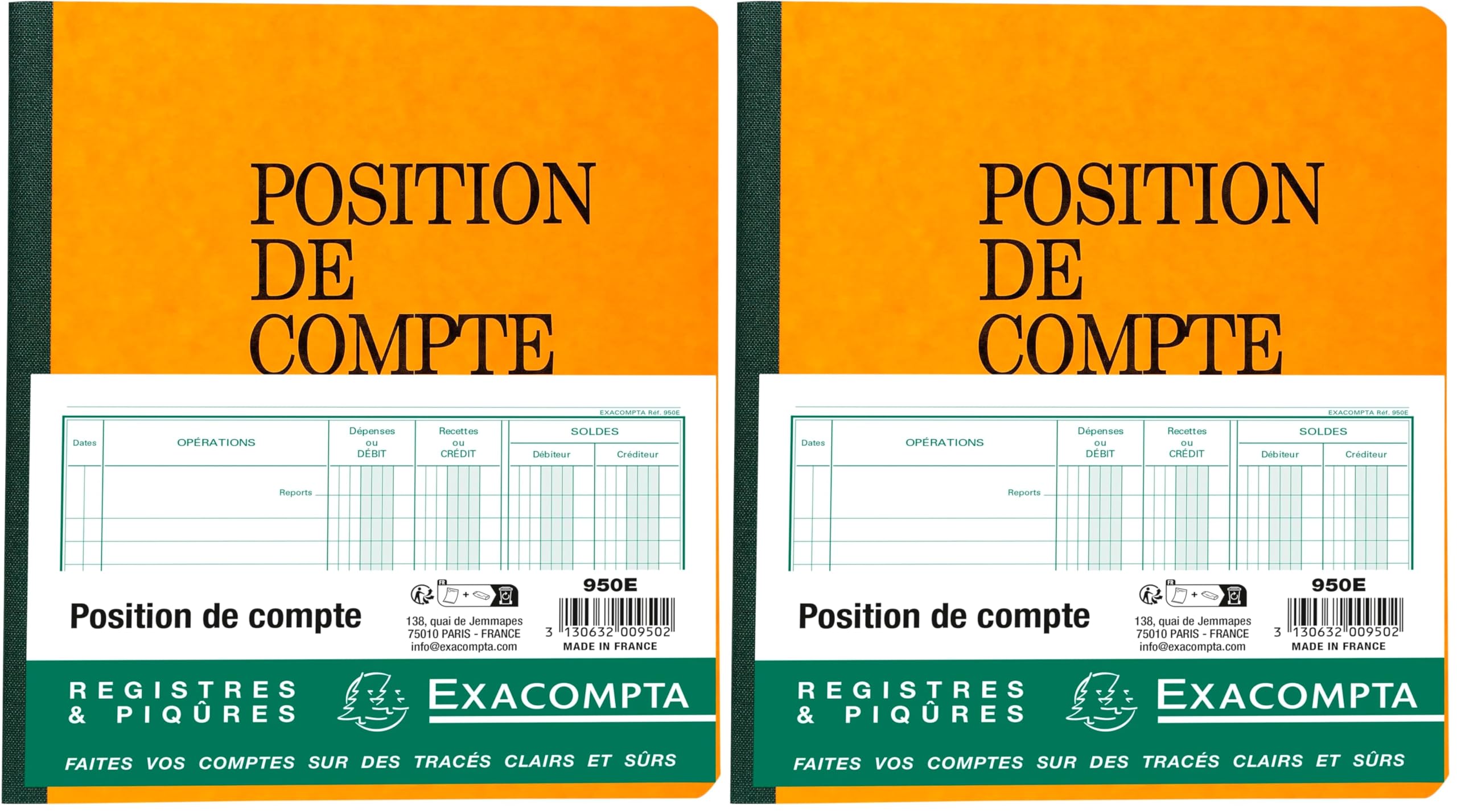 Piqûre position de compte Exacompta 950E registre comptable vertical - 6