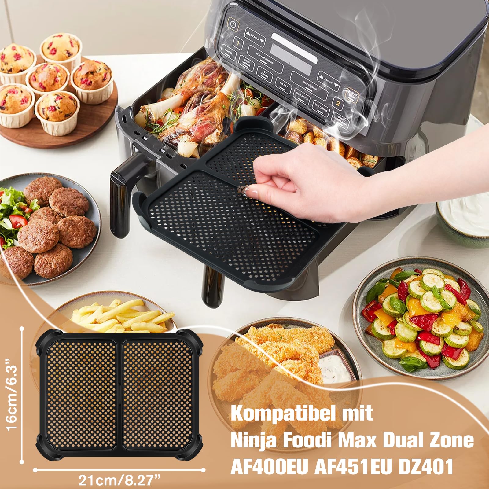 2 Stück Spritzschutz Für Ninja Heißluftfritteuse - Silikon Abdeckung Für AF400EU, AF451, DZ401 Modelle