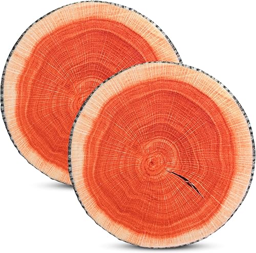 Miniatura 8 de Queekay 2 cojines redondos decorativos de madera para suelo, impresión digital 3D, decoración de bosque, almohada circular suave, lindo muñón