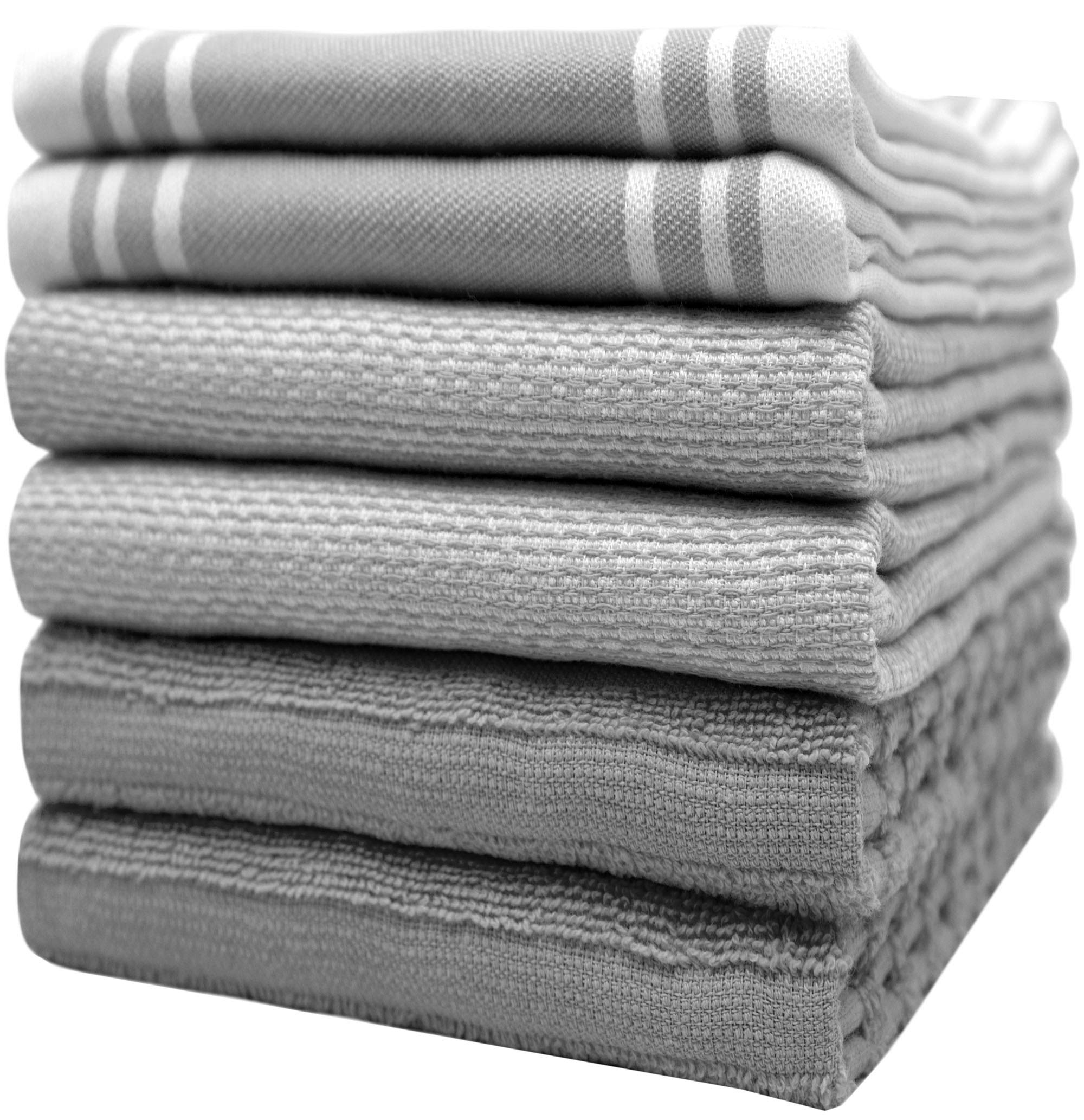 Premium Kitchen Towels (20ââ‚¬Âx 28ââ‚¬Â, 6 Pack) ââ‚¬â€œ Large Cotton Kitchen Hand Towels ââ‚¬â€œ Vintage Striped Flat & Terry Towel ââ‚¬â€œ Highly Absorbent Tea Towels Set with Hanging Loop