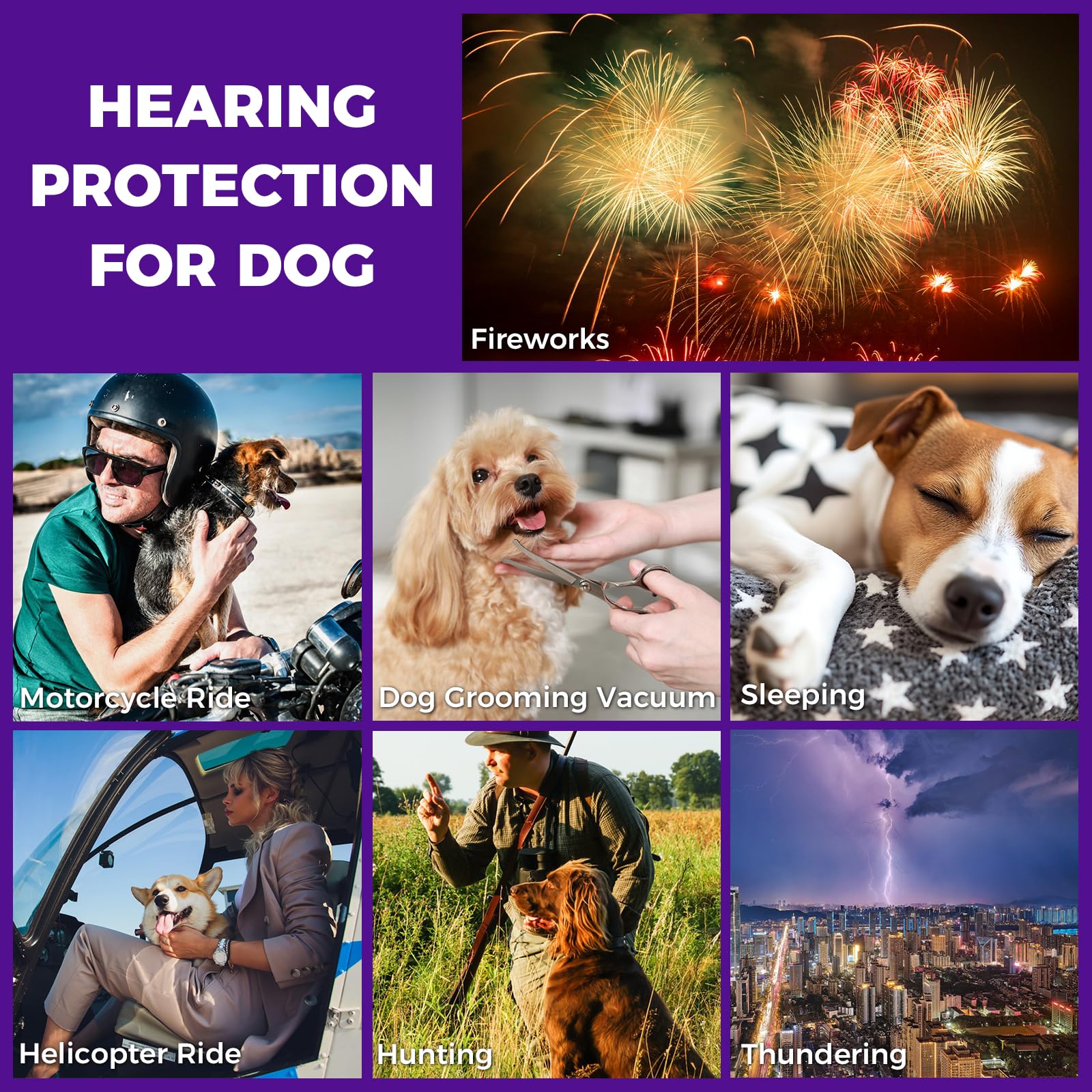Orejeras para perro para protección contra el ruido, auriculares de perro NRR de 30 dB, protección auditiva con cancelación de ruido contra truenos, fuegos artificiales y aspiradoras, diseño