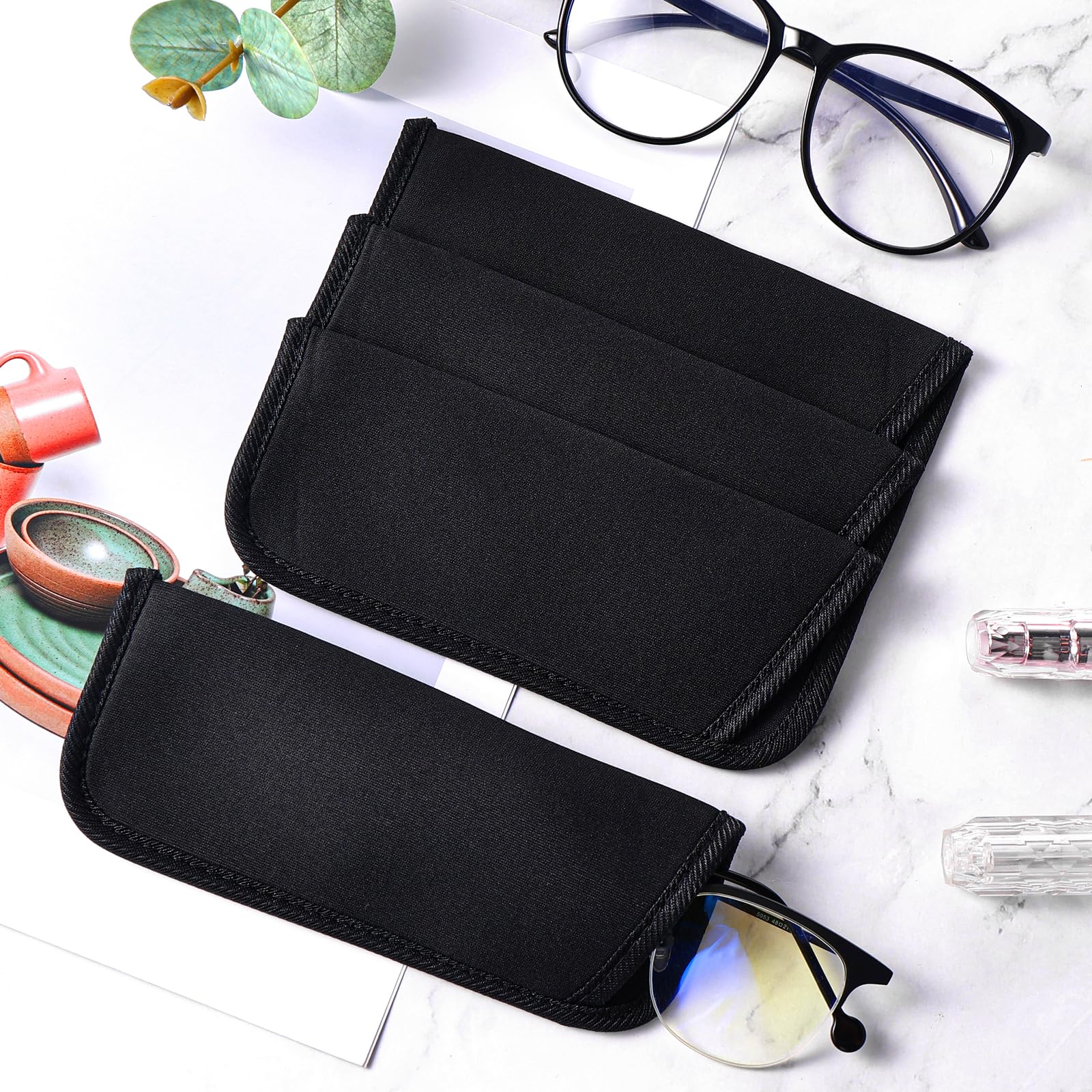 4 sztuki miękkiego etui na okulary, Slip In Eyeglasses Cases, etui na okulary przeciwsłoneczne, etui na okulary, czarny organizer na okulary, etui na okulary do czytania, materiałowy woreczek na