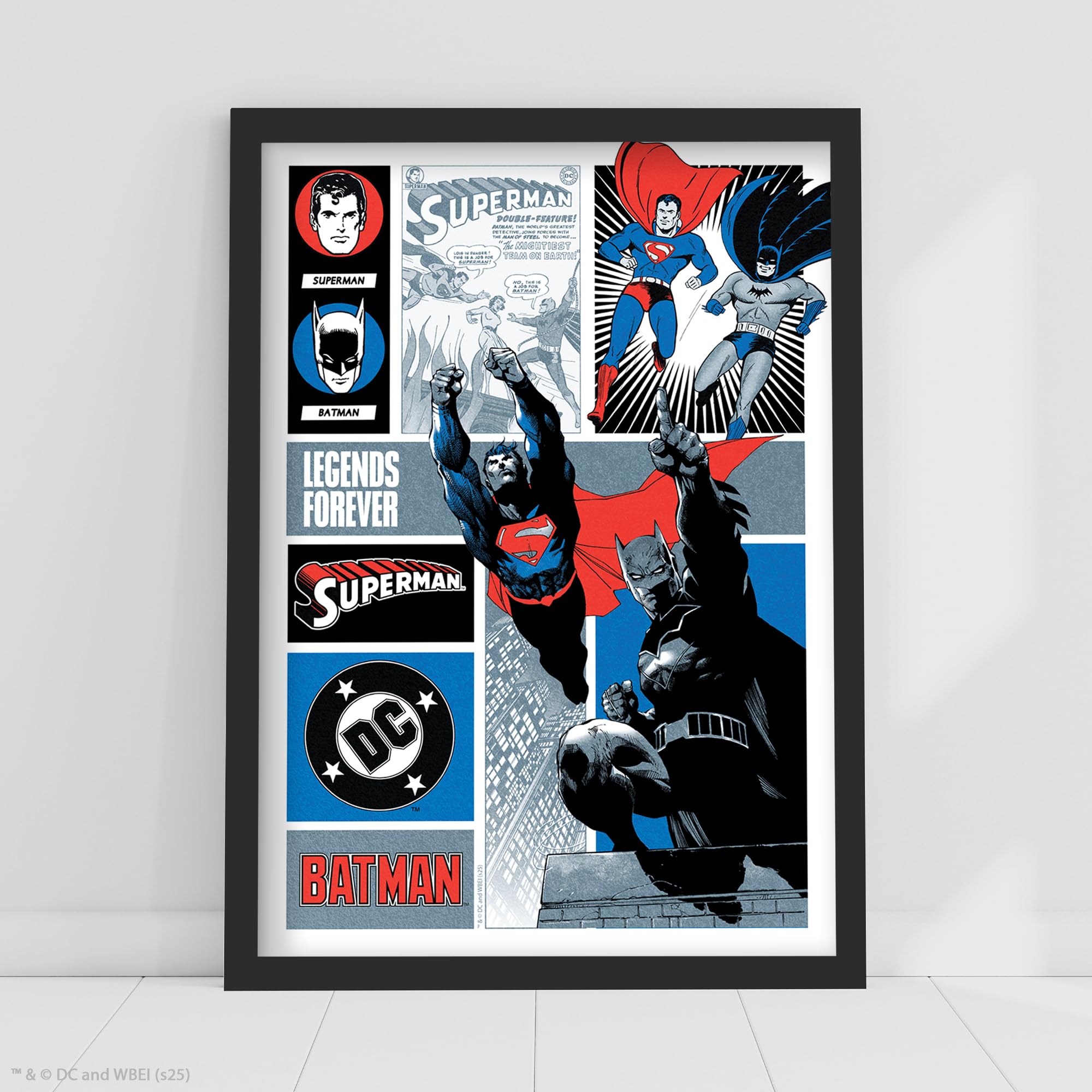 DC Comics Print - Batman and Superman Legends Forever Poster Superhero Wall Art (29.7cm x 42cm - A3)