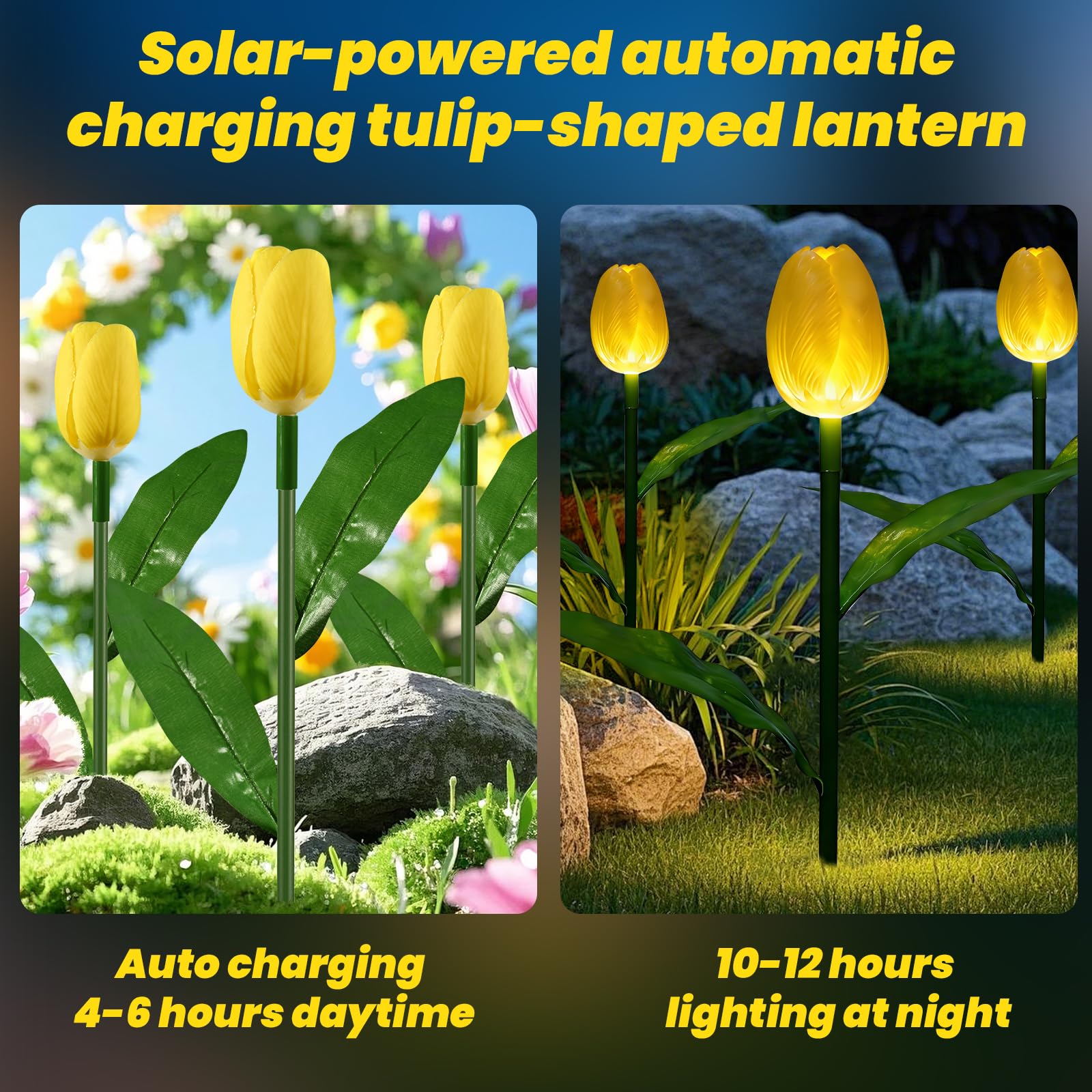 Luci solari per esterni, impermeabili, confezione da 6 pezzi, fiori di tulipano luminosi con regali da giardino, decorazioni per cortile, regali di fiori artificiali per mamma, feste, casa