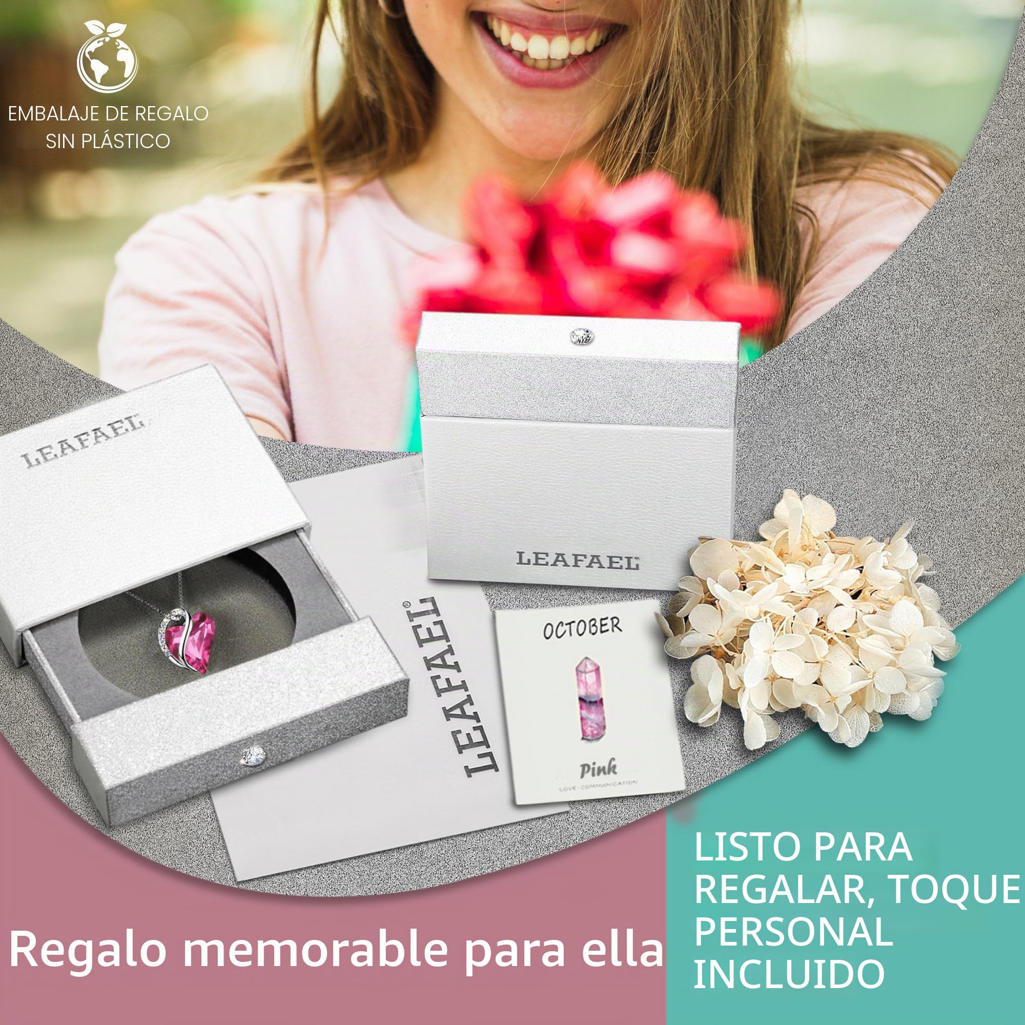 Leafael Birthstone Collar De Mujer | Birthstone Collar De Cristal. | Collar Para Mujeres con colgante hipoalergénico con caja de regalo incluida