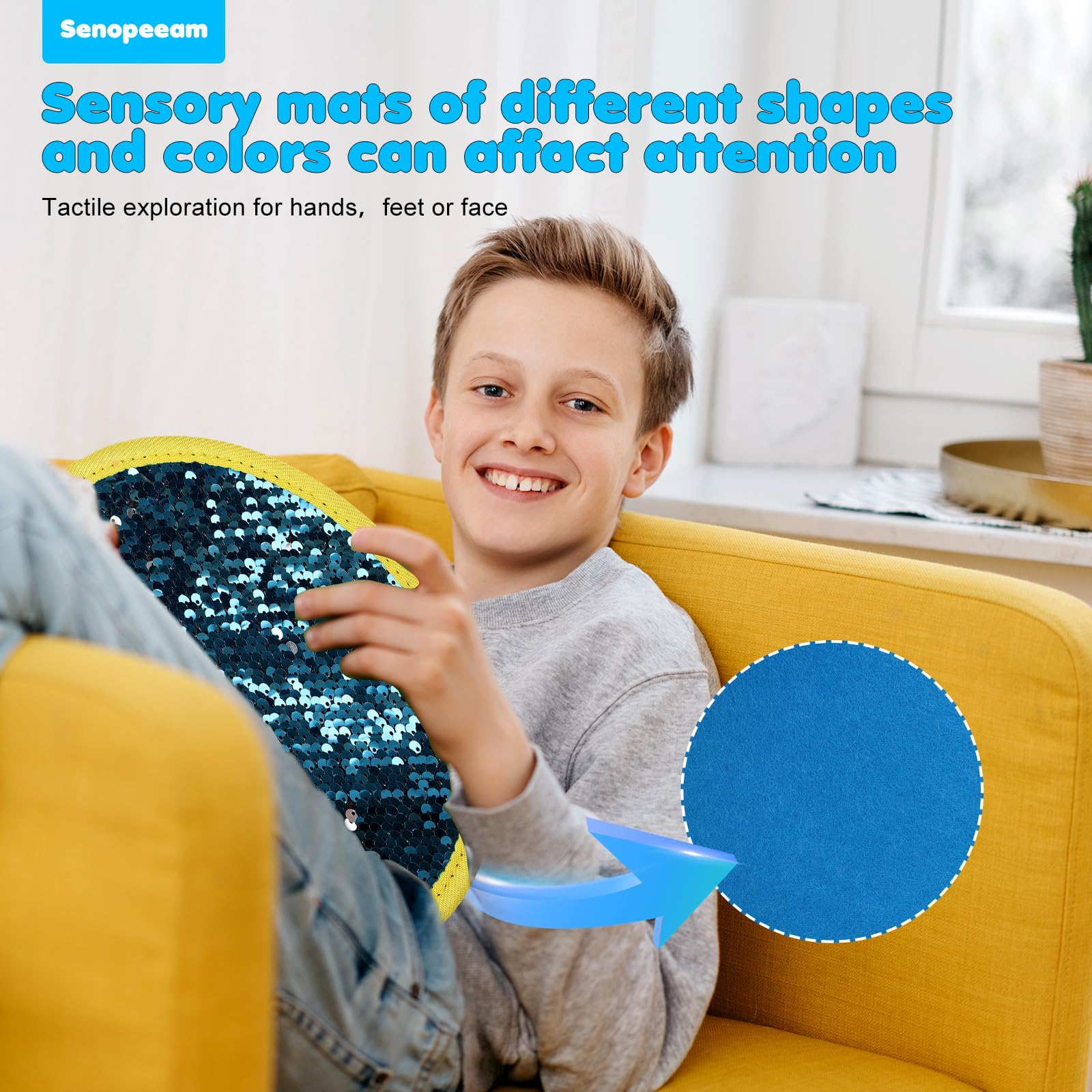 Calma la mente con piastrelle sensoriali, cuscino sensoriale perfetto per autismo e ansia, ampia gamma di colori e materiali, 21 cm, retro antiscivolo, ideale per persone con disabilità