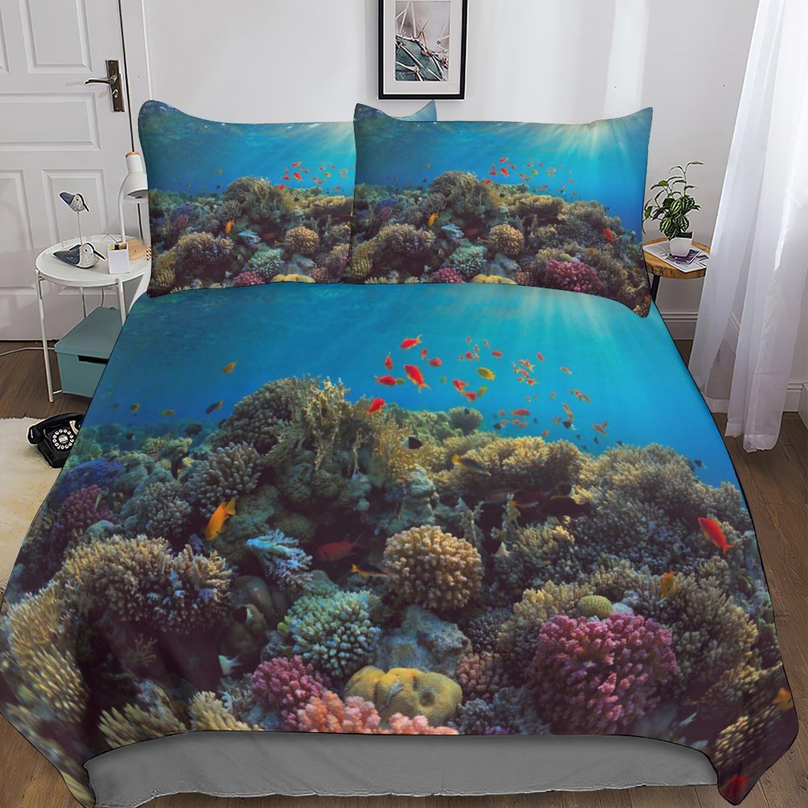Parure de lit océan King 220x240 avec housse de couette imprimé 3D