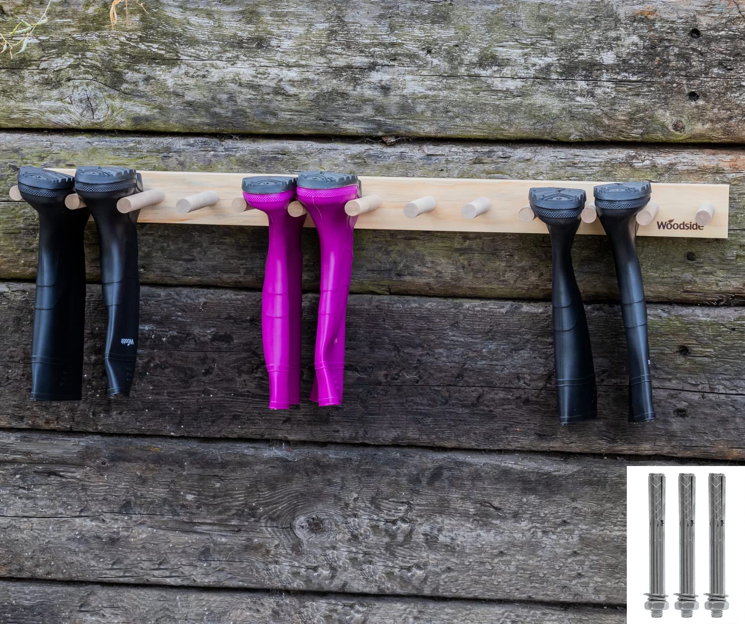Woodside Wall Mounted Boot Storage Rack, Wooden Wellington & Riding ...