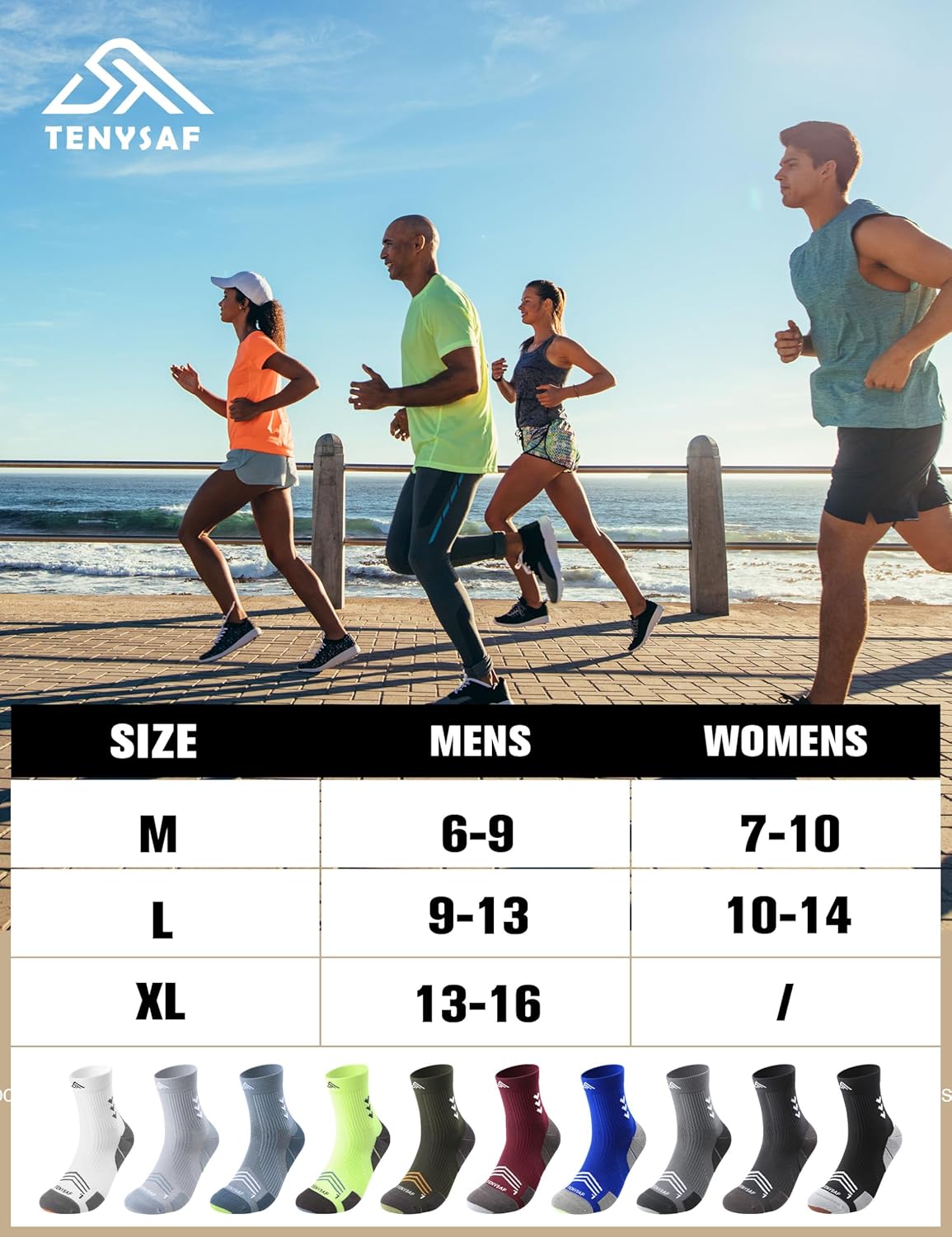 Compression Sport Running Socks: Athletic Crew Socks for Men Women Cycling Hiking Basketball Work,3 Pairs - Image 6