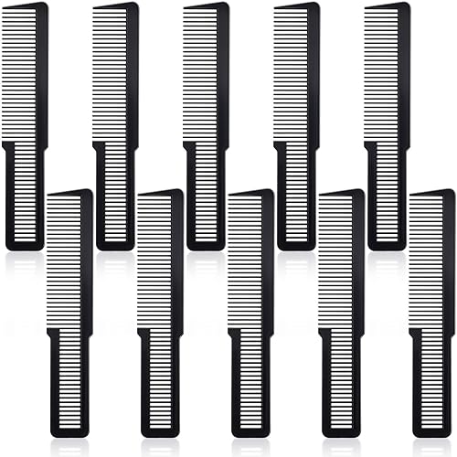 10 Peines de peluquero para corte de pelo, peine de corte de dientes finos, peine de corte de pelo para el salón de casa, peluquero (negro)