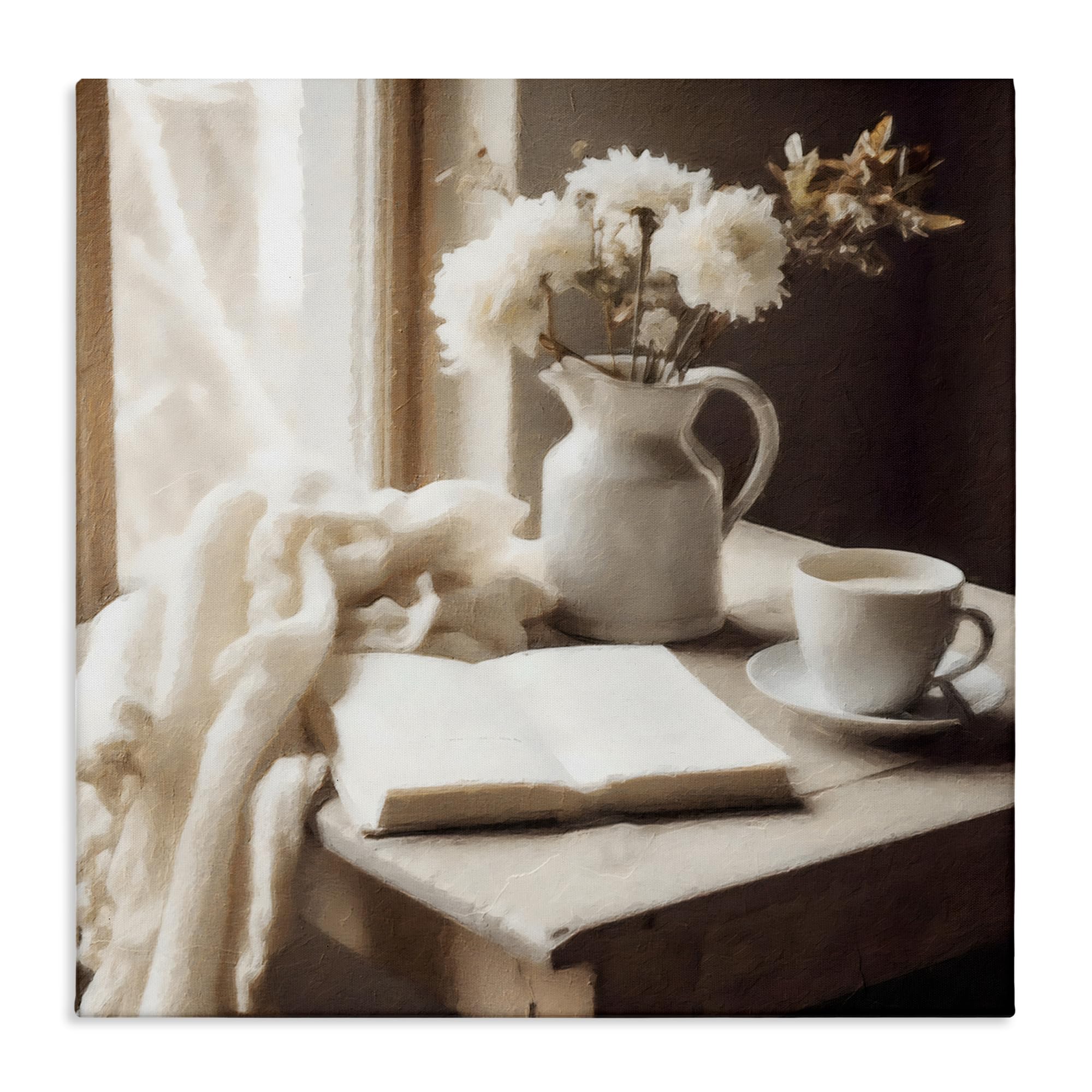 'Neutral Morning Coffee Journaling'| Canvas Art