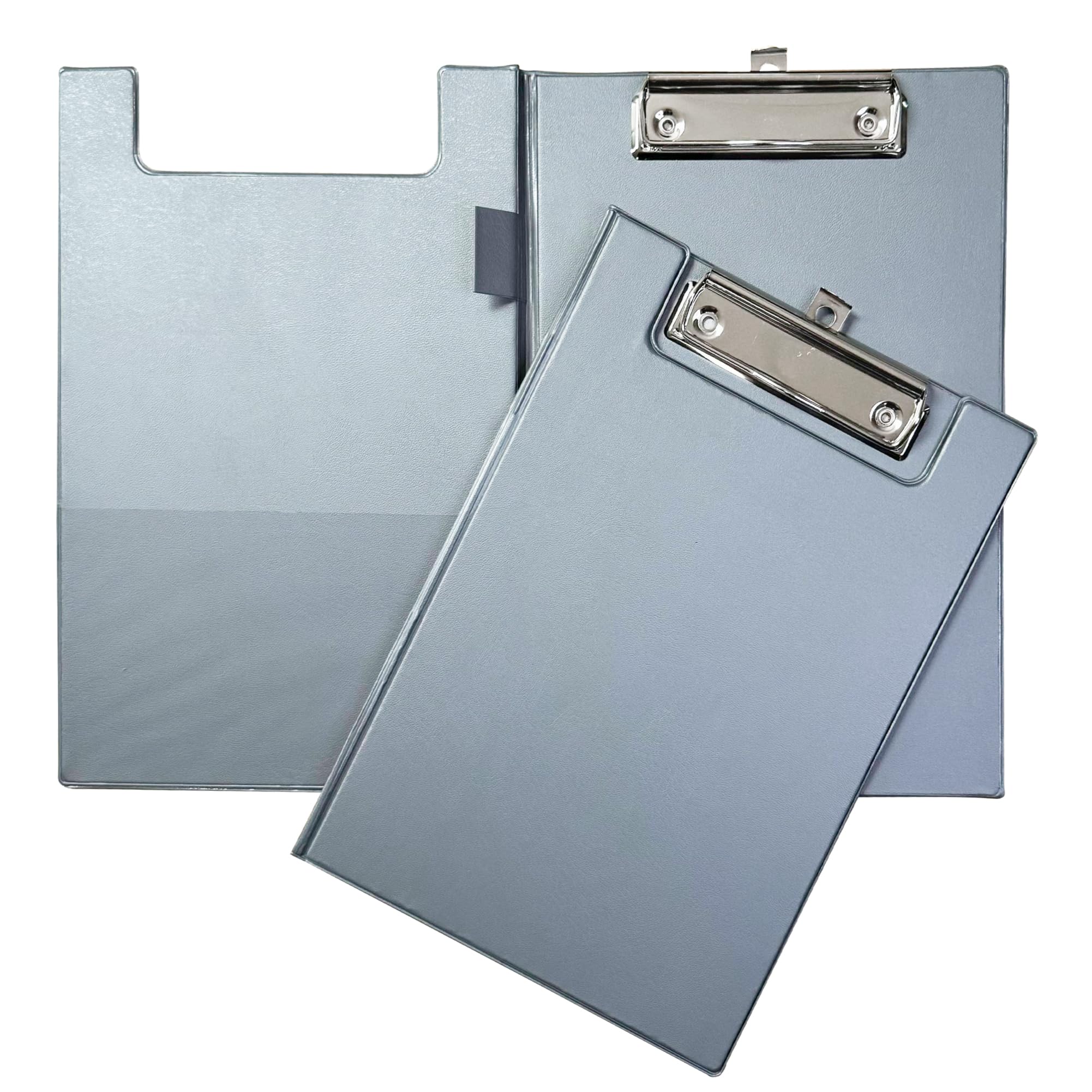 Janrax Grey Foldover Clipboard – A5 Folding Clipboard with Front Cover, Inside Pocket & Hanging Hook