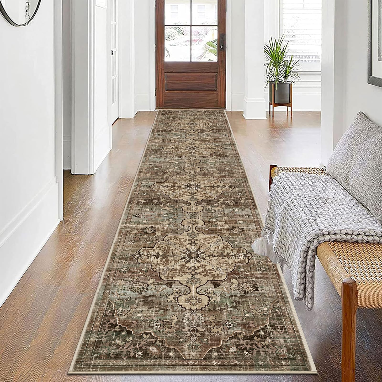 Pauwer Boho Hallway Runner Rug 2x10 Washable Entryway Area Rugs Non Slip Farmhouse Vintage Floor Mat Carpet Runner for Hallways Laundry Room Kitchen Bathroom BedroomOEKO-TEX STANDARD 100