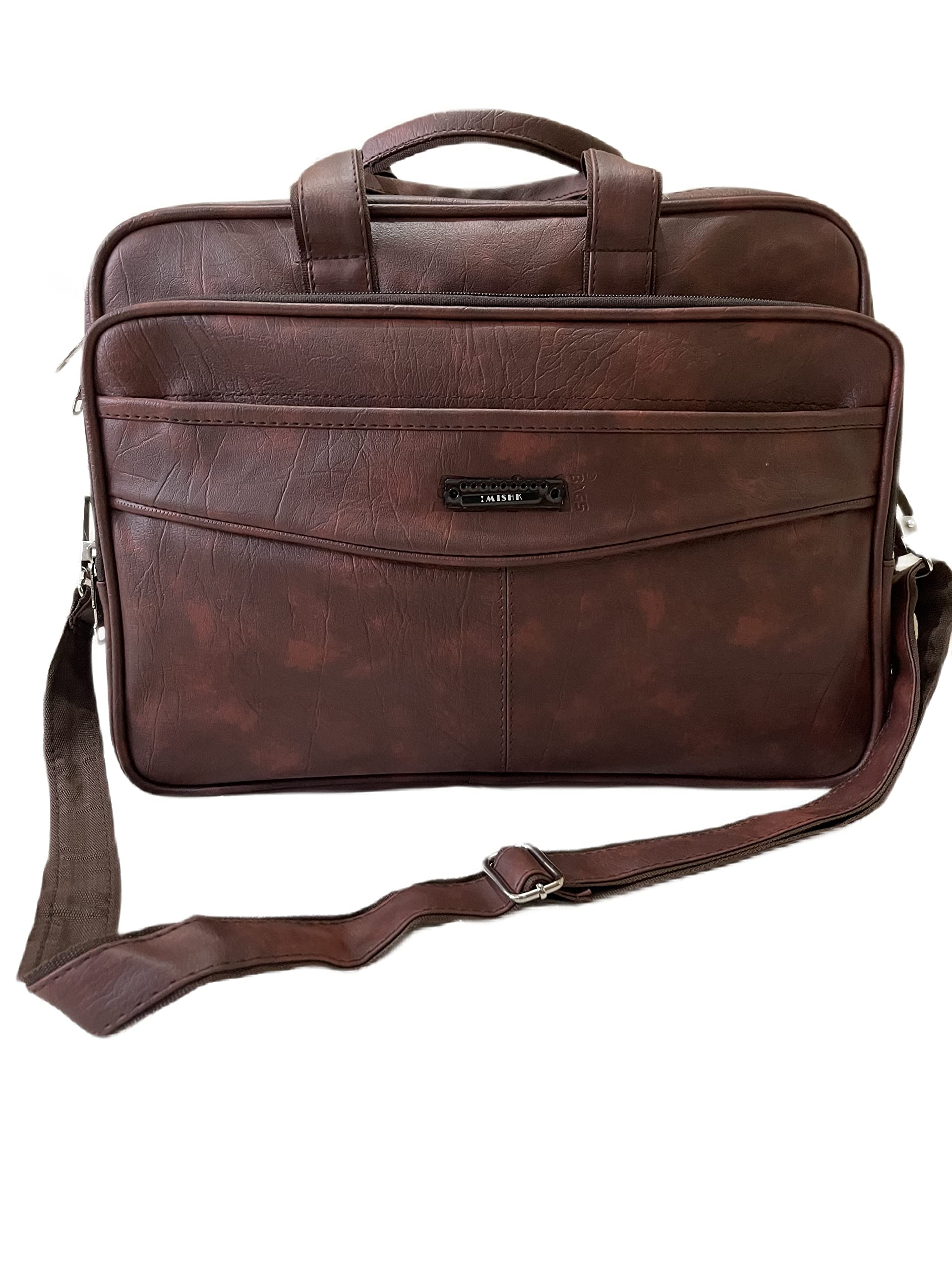 MISHK Men Synthetic Leather Laptop Messenger Bag| 16 inch Laptop Office Briefcase