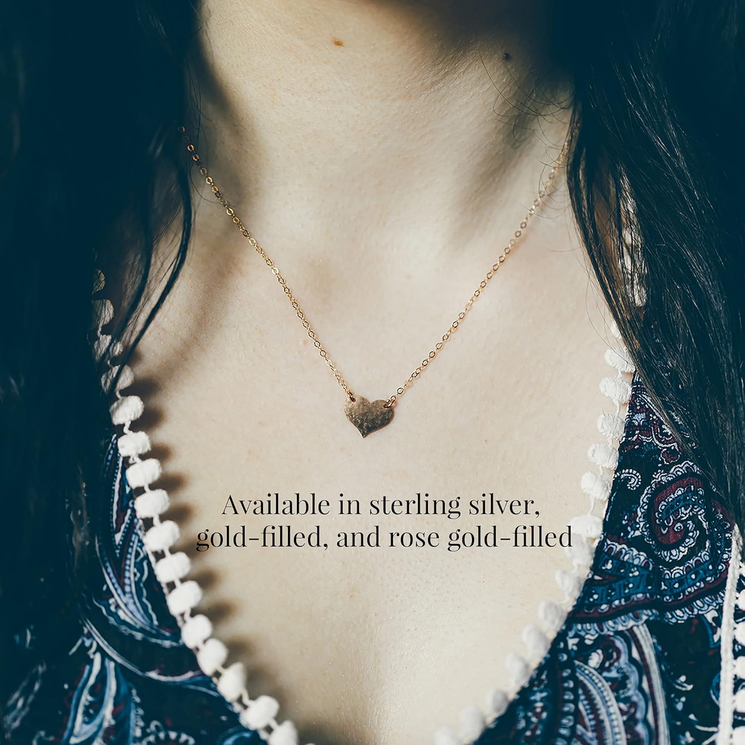 Designed By Stacey Handmade 14K Gold-Filled Necklace, Pretty Hammered Heart Pendant Jewelry, Dainty Gifts for Women, Christmas Birthday, Anniversary, Wedding, Homecoming, 16 to 18" Adjustable Chain - Image 2